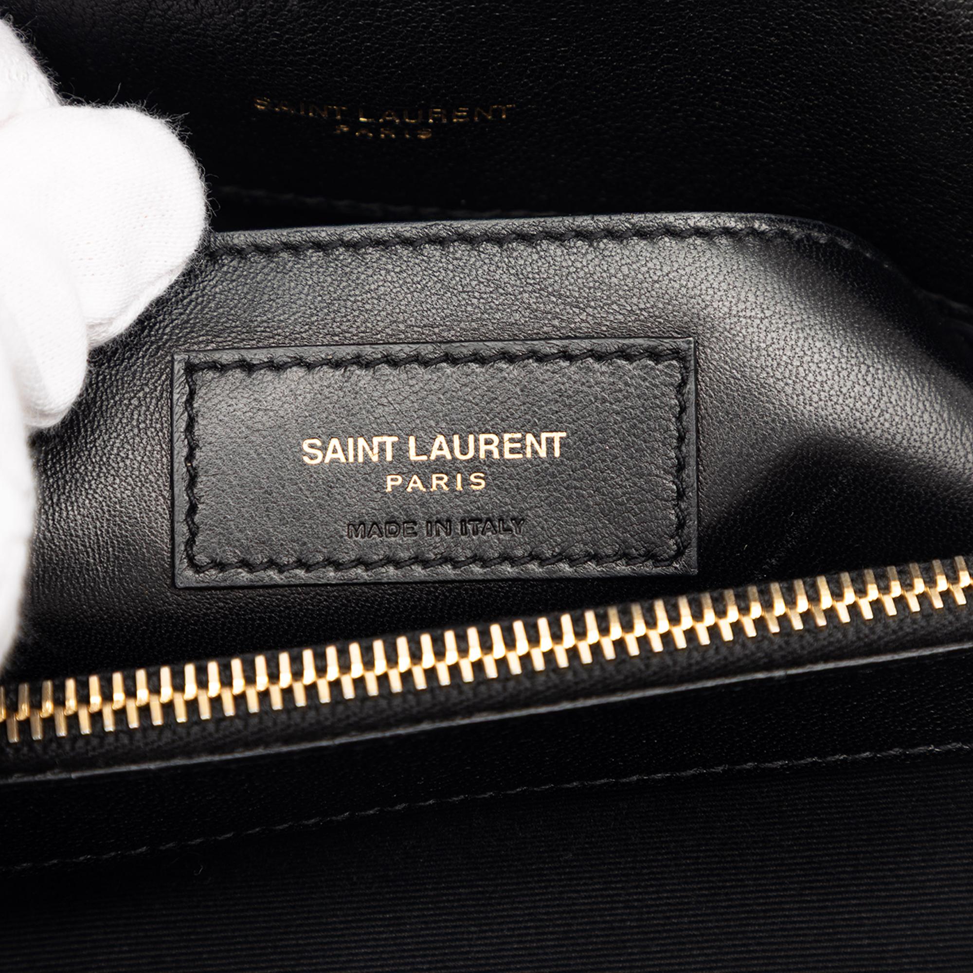 Saint Laurent Large Chevron Sheepskin Monogram College Satchel