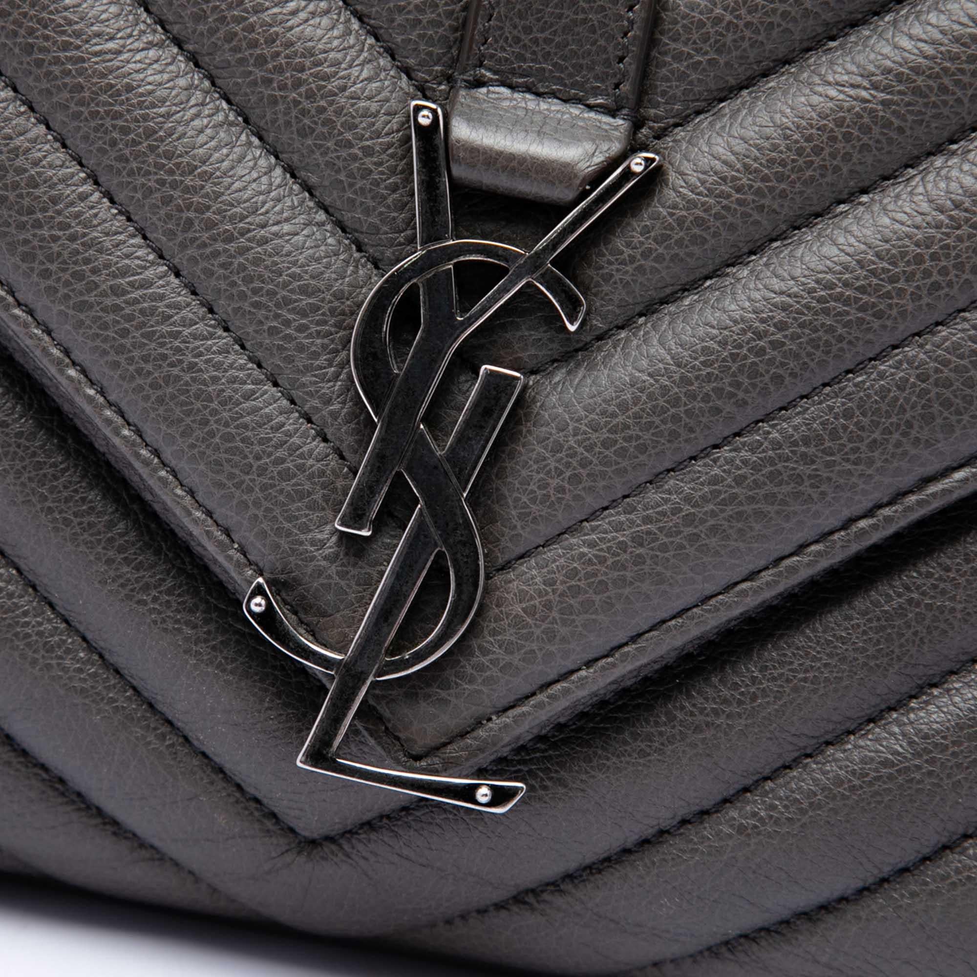 Saint Laurent Large Chevron Sheepskin Monogram College Satchel