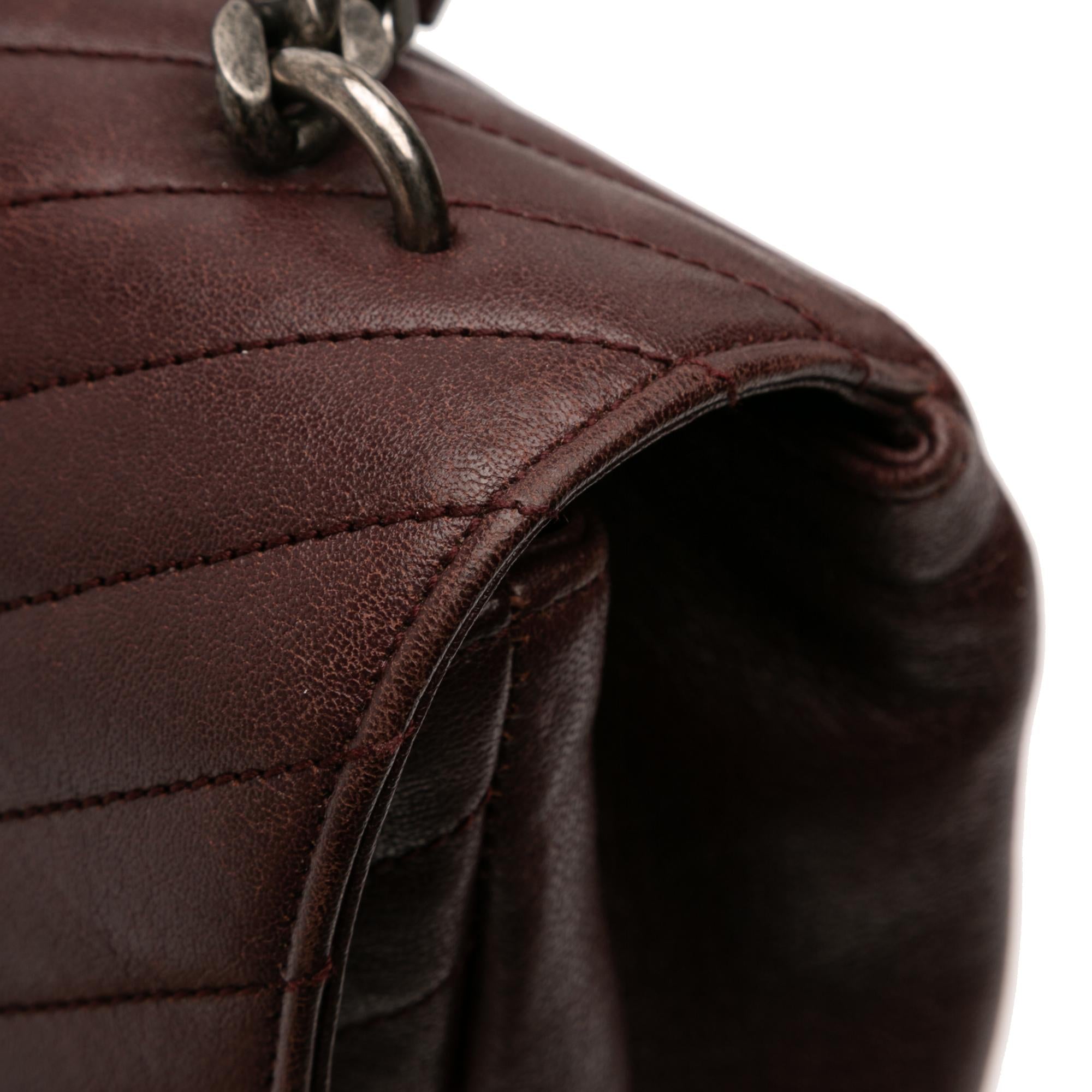 Saint Laurent Large Sheepskin Chevron Monogram College Satchel