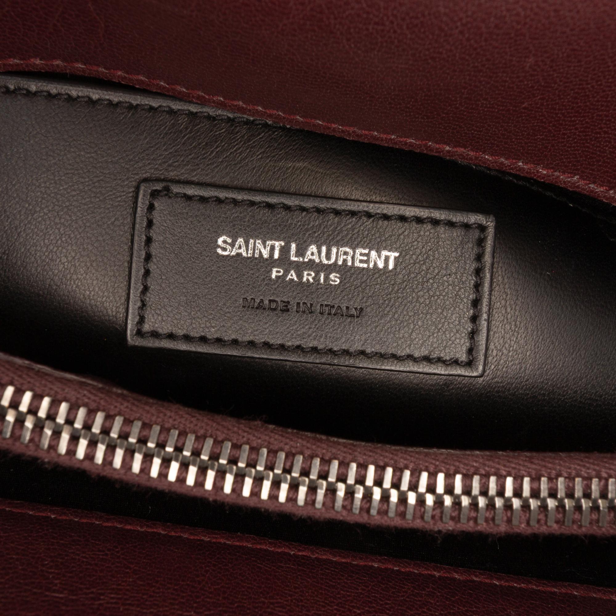 Saint Laurent Large Sheepskin Chevron Monogram College Satchel
