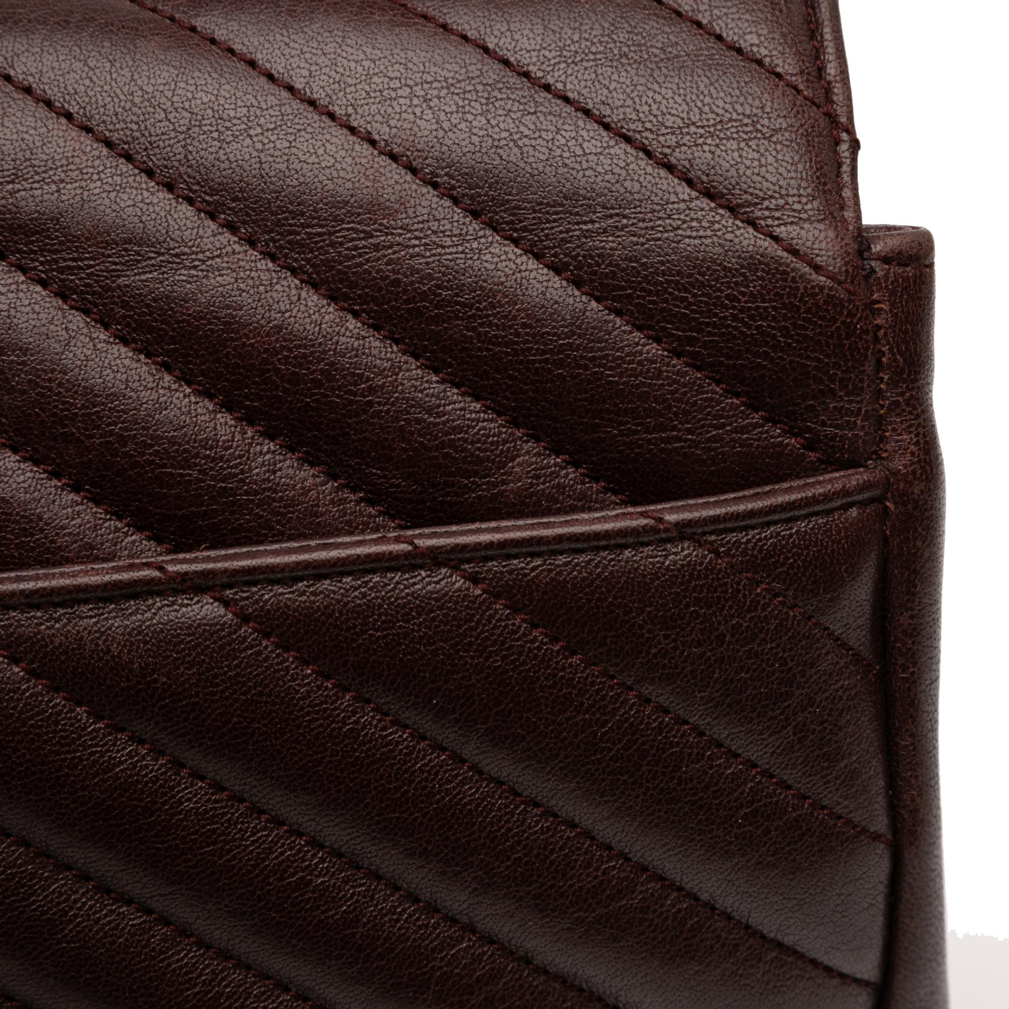 Saint Laurent Large Sheepskin Chevron Monogram College Satchel