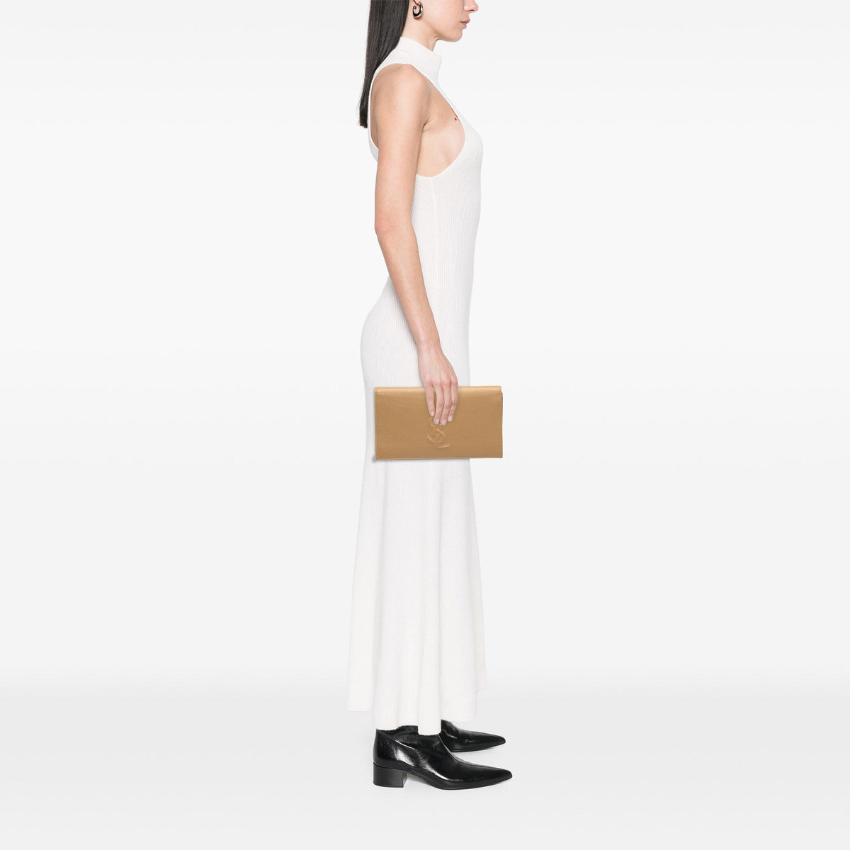 Saint Laurent Large Textured Calfskin Belle de Jour Clutch