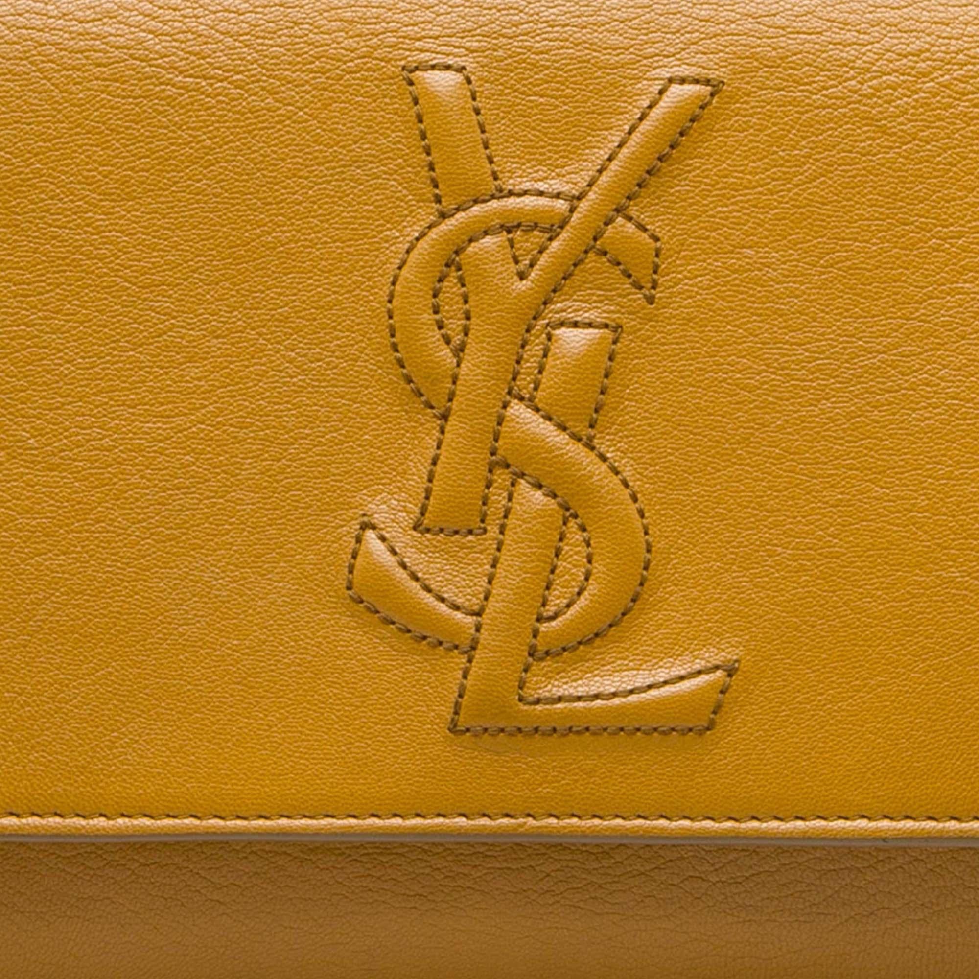 Saint Laurent Large Textured Calfskin Monogram Belle De Jour Clutch