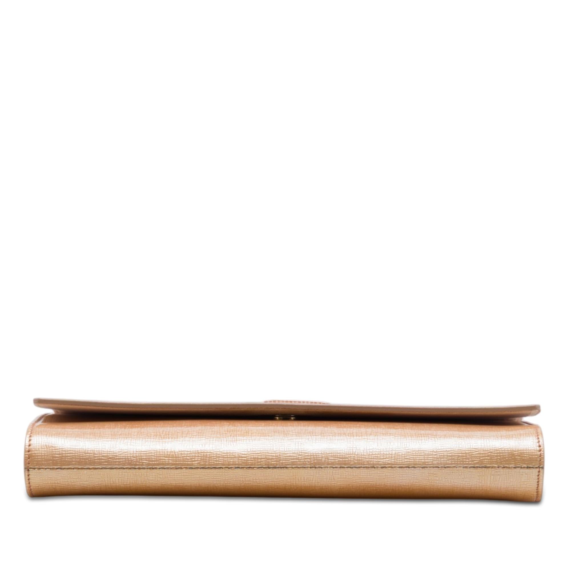 Saint Laurent Large Textured Patent Monogram Belle De Jour Clutch