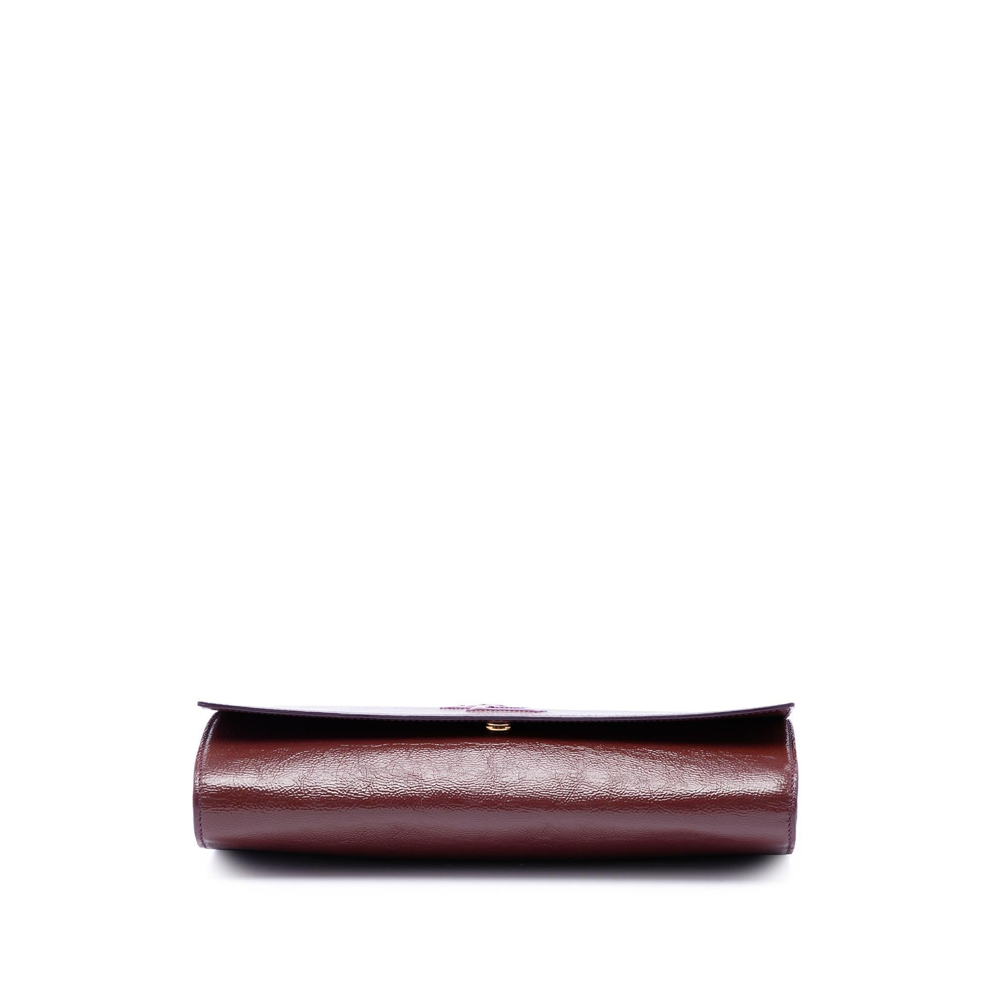 Saint Laurent Large Textured Patent Monogram Belle De Jour Clutch