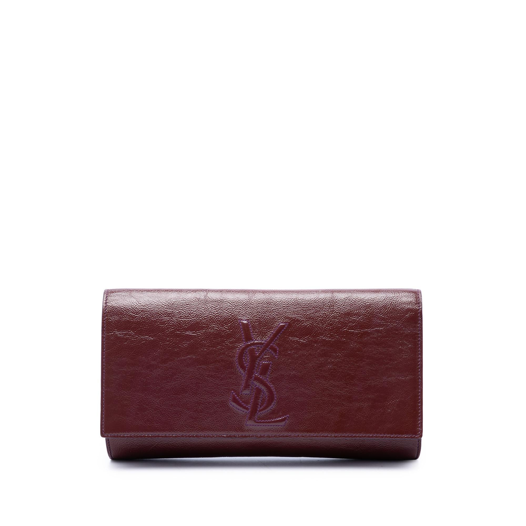 Saint Laurent Large Textured Patent Monogram Belle De Jour Clutch