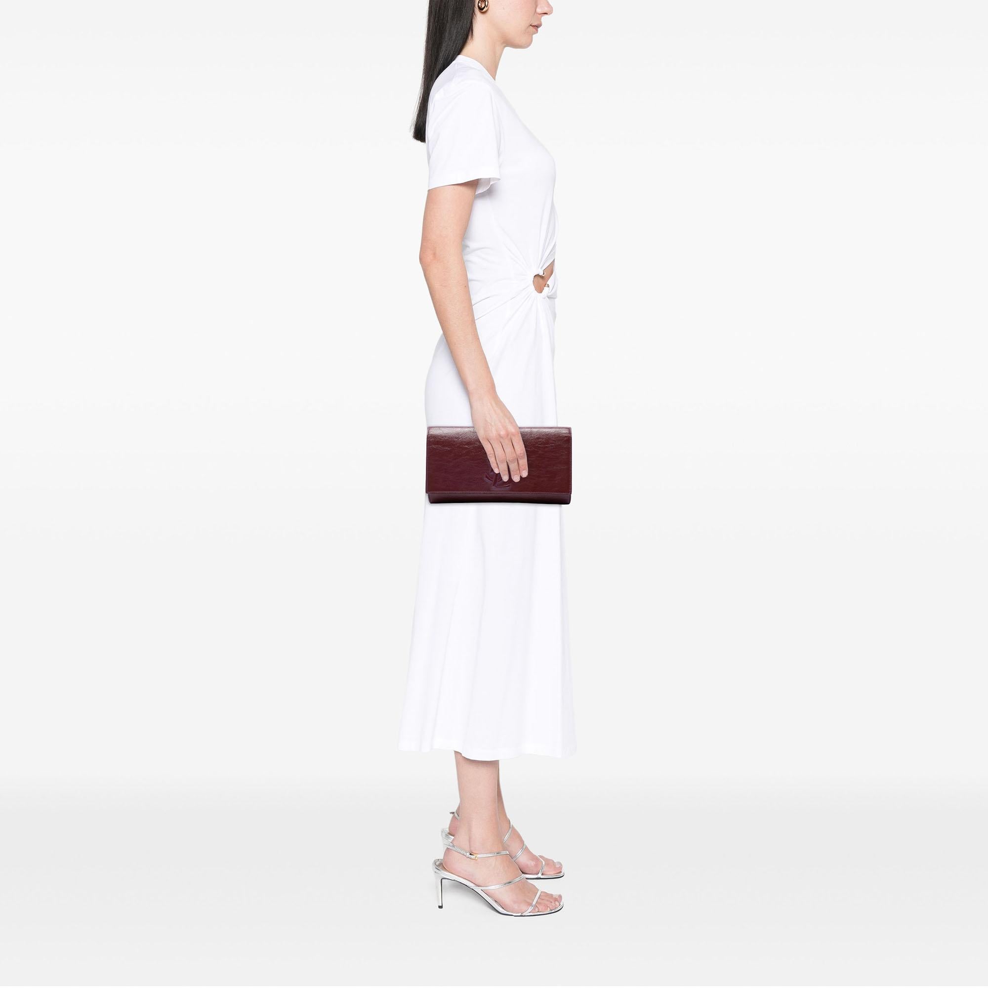 Saint Laurent Large Textured Patent Monogram Belle De Jour Clutch
