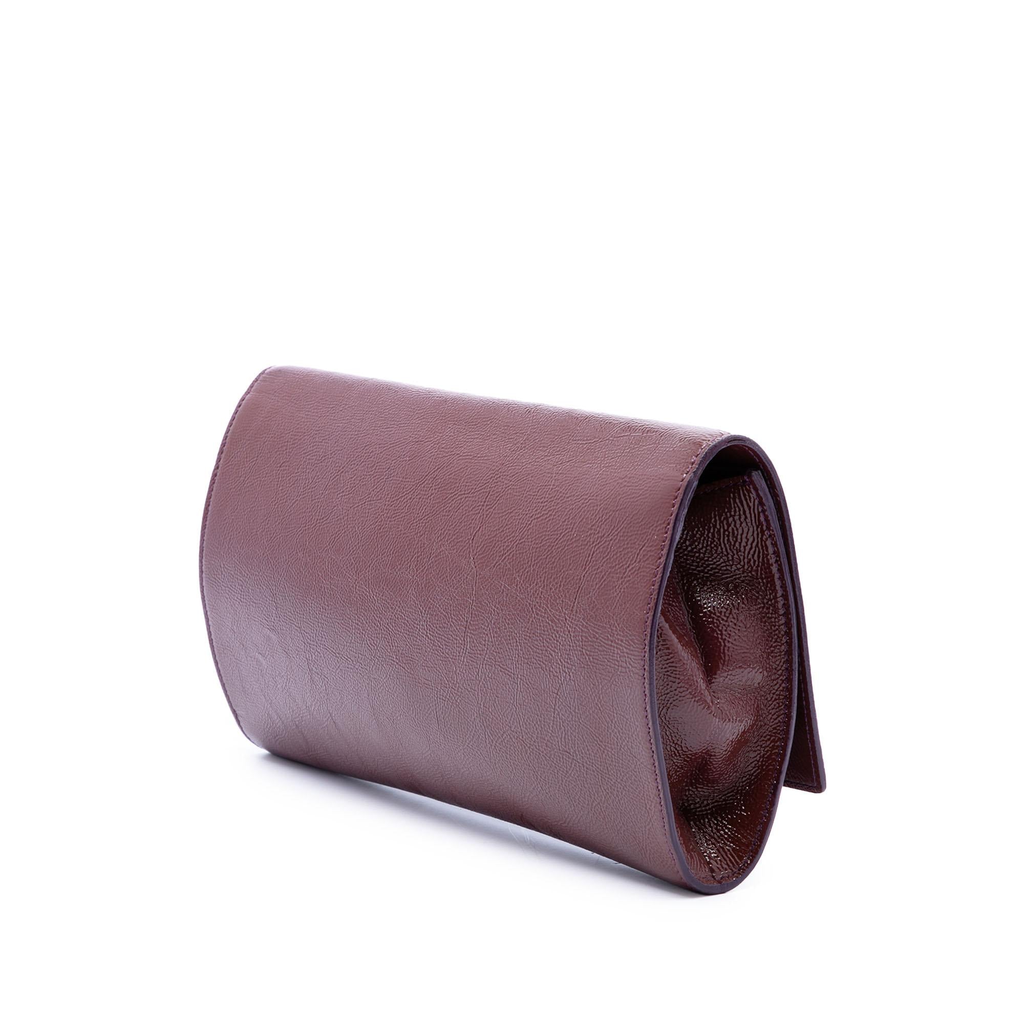 Saint Laurent Large Textured Patent Monogram Belle De Jour Clutch