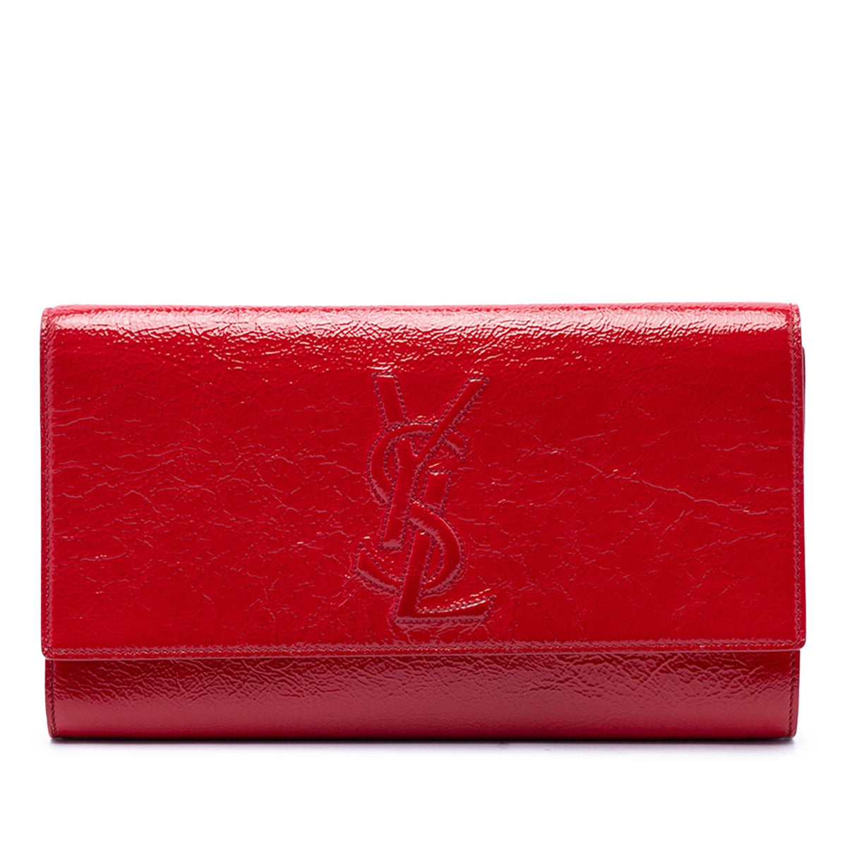 Saint Laurent Large Textured Patent Monogram Belle De Jour Clutch