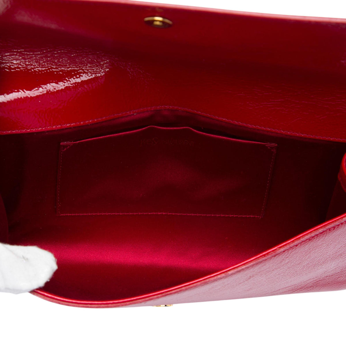 Saint Laurent Large Textured Patent Monogram Belle De Jour Clutch
