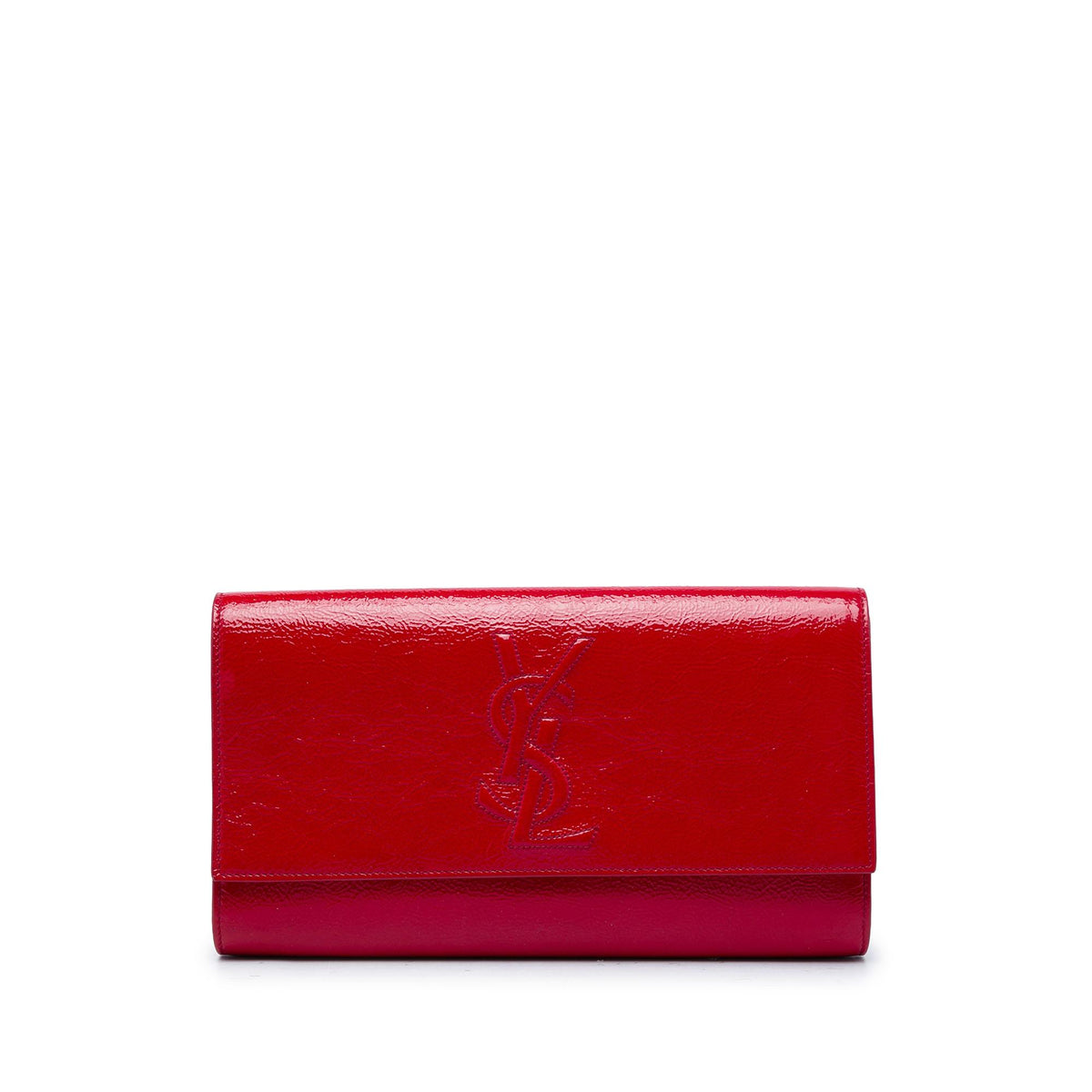Saint Laurent Large Textured Patent Monogram Belle De Jour Clutch