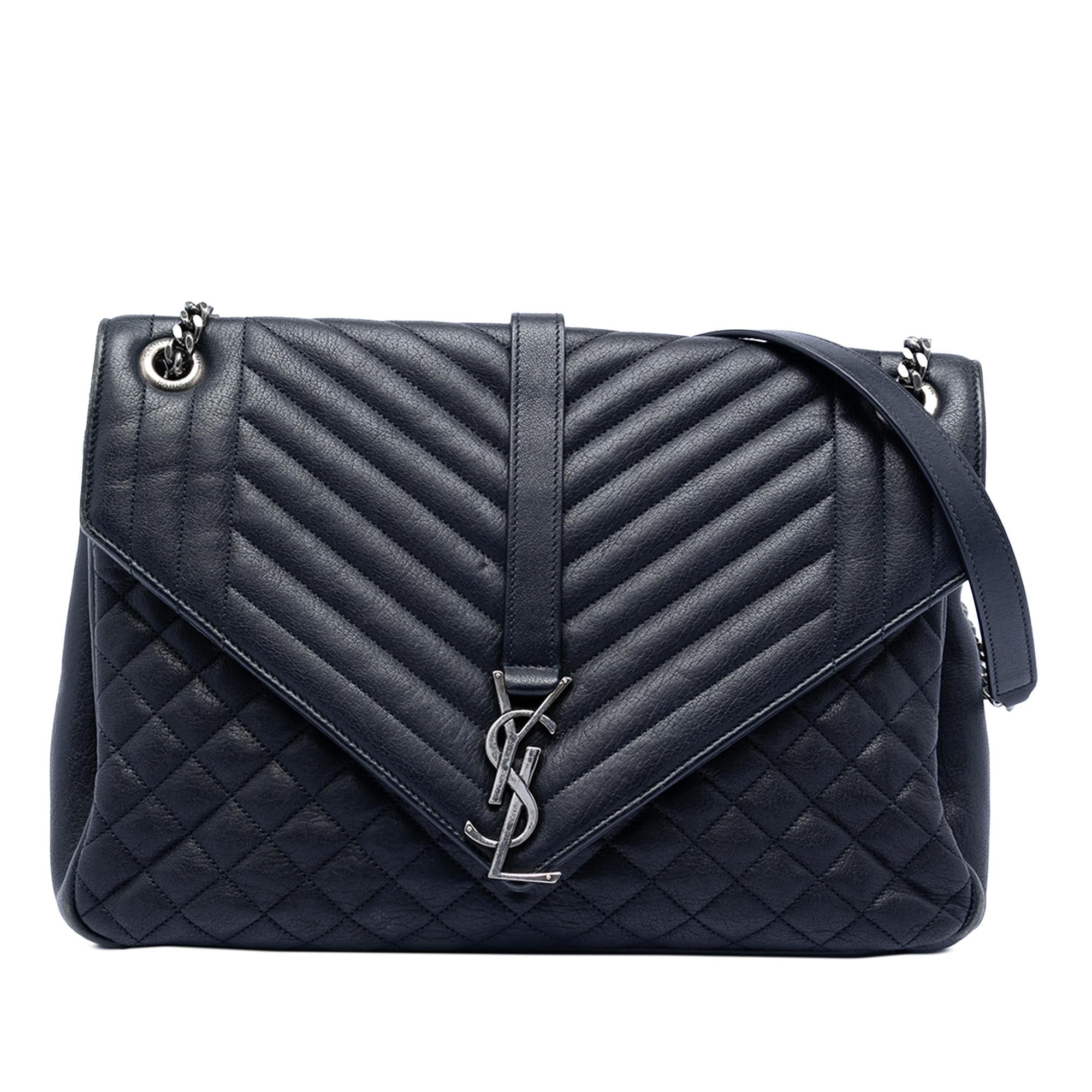 Saint Laurent Large Triquilt Sheepskin Monogram College Bag