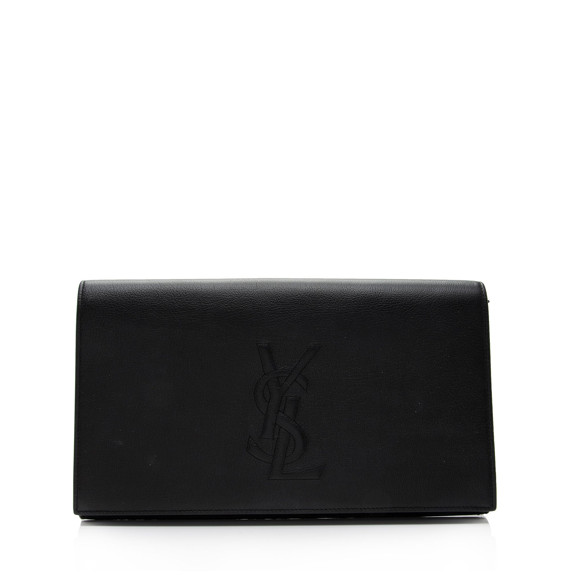 Saint Laurent Leather Belle de Jour Large Clutch (SHF-P2EMKL)