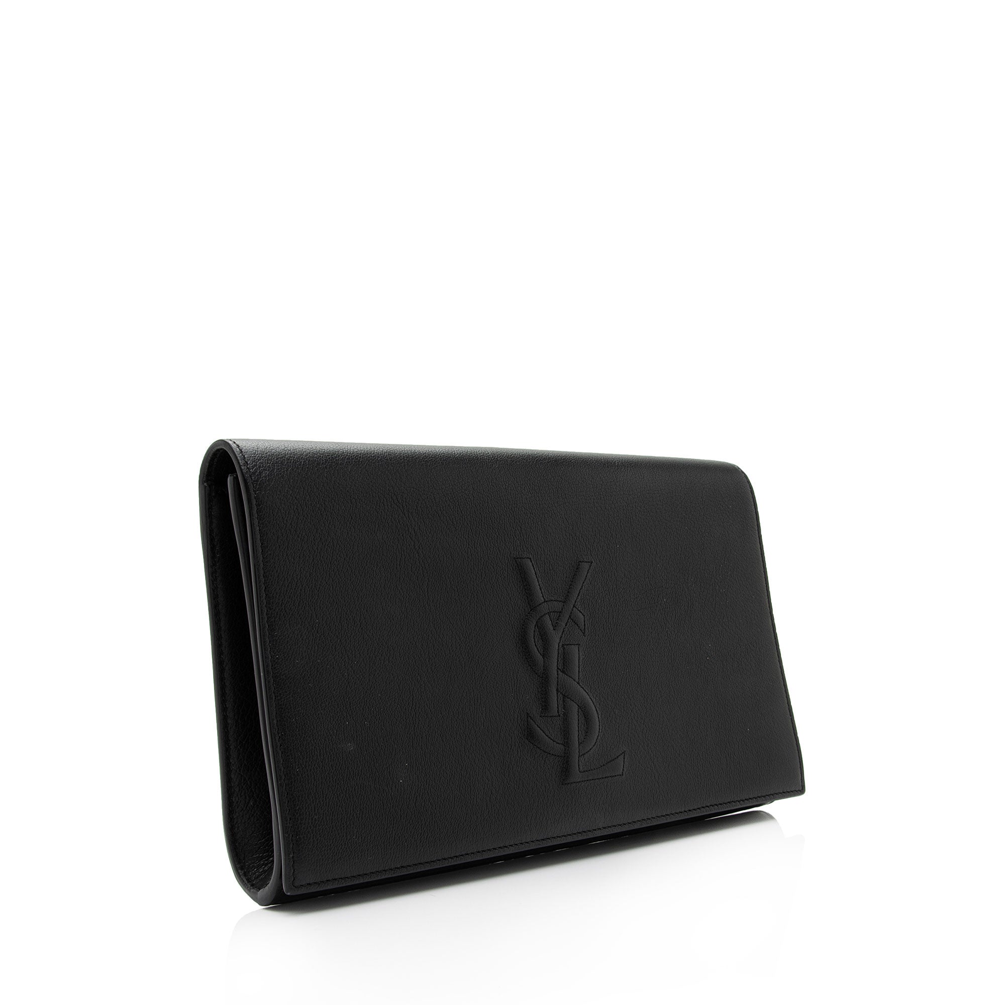 Saint Laurent Leather Belle de Jour Large Clutch (SHF-P2EMKL)