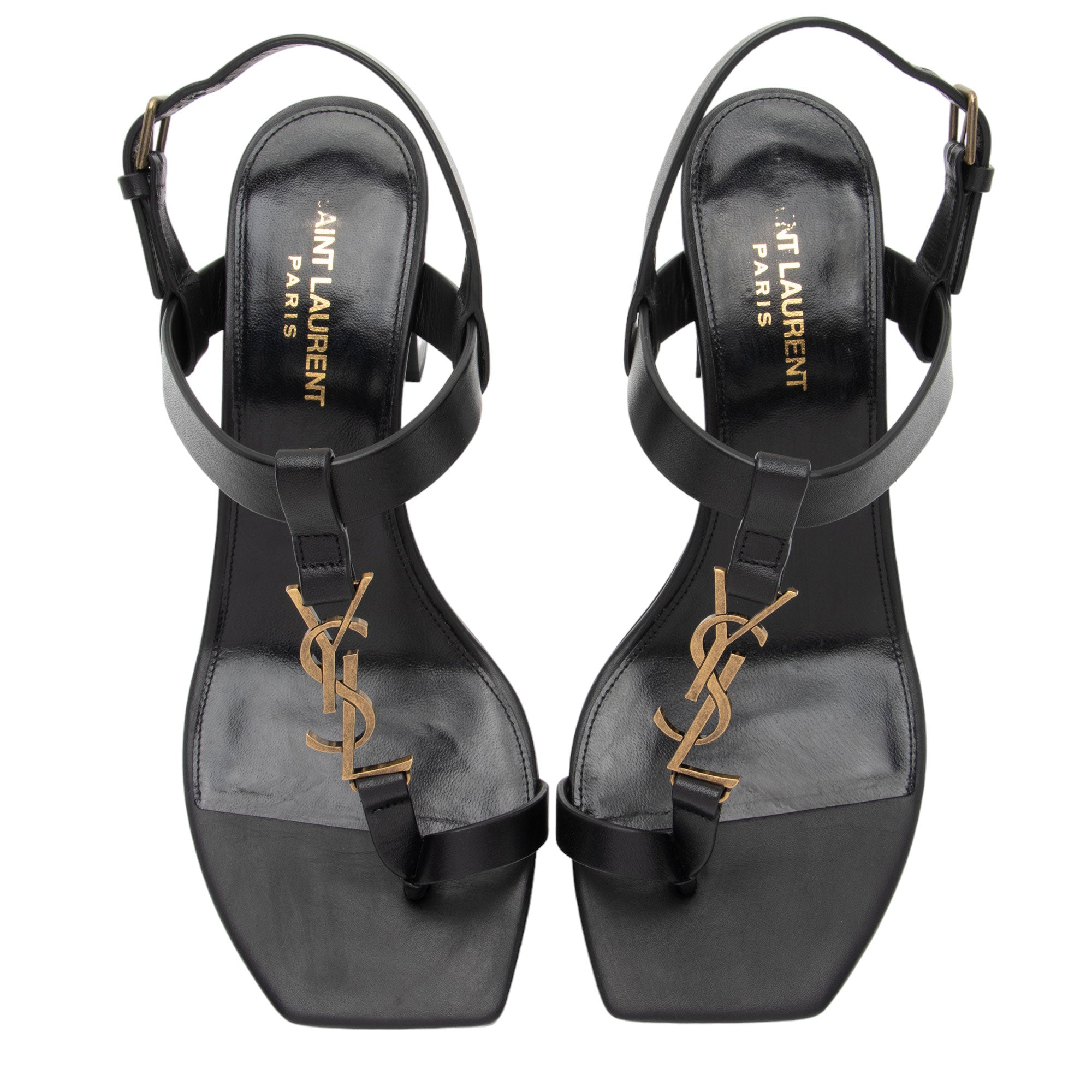 Saint Laurent Leather Cassandra Sandals - Size 8 / 38 (SHF-gm753i)