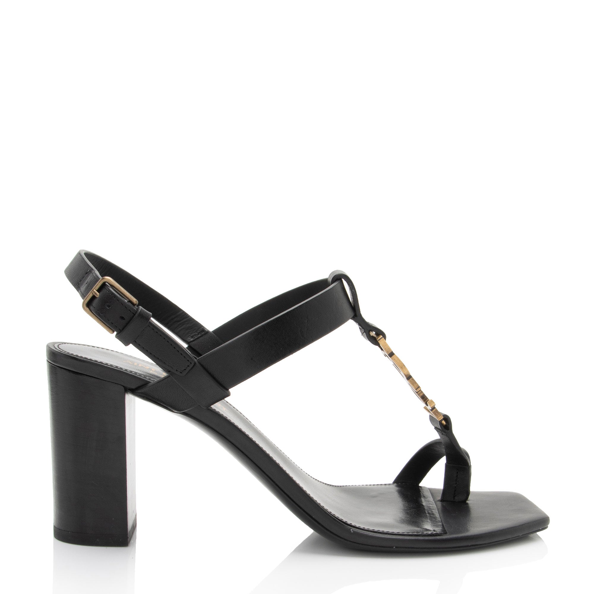Saint Laurent Leather Cassandra Sandals - Size 8 / 38 (SHF-gm753i)