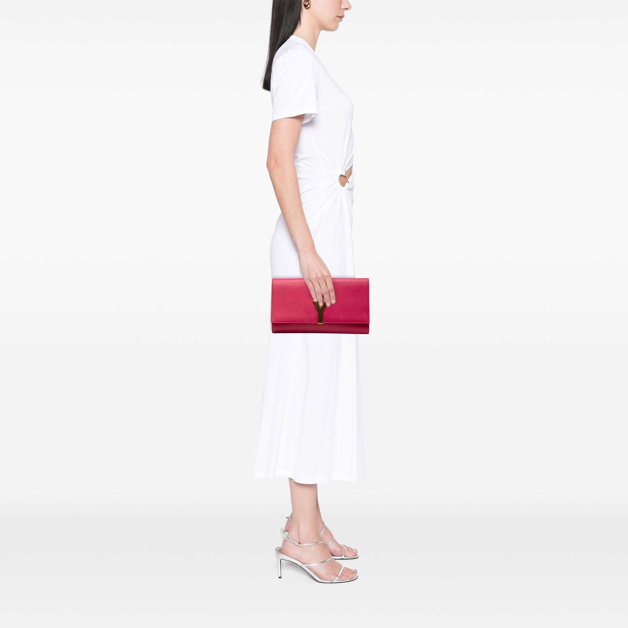 Saint Laurent Leather Chyc Ligne Clutch