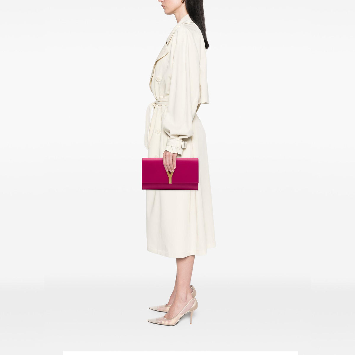 Saint Laurent Leather Chyc Ligne Clutch