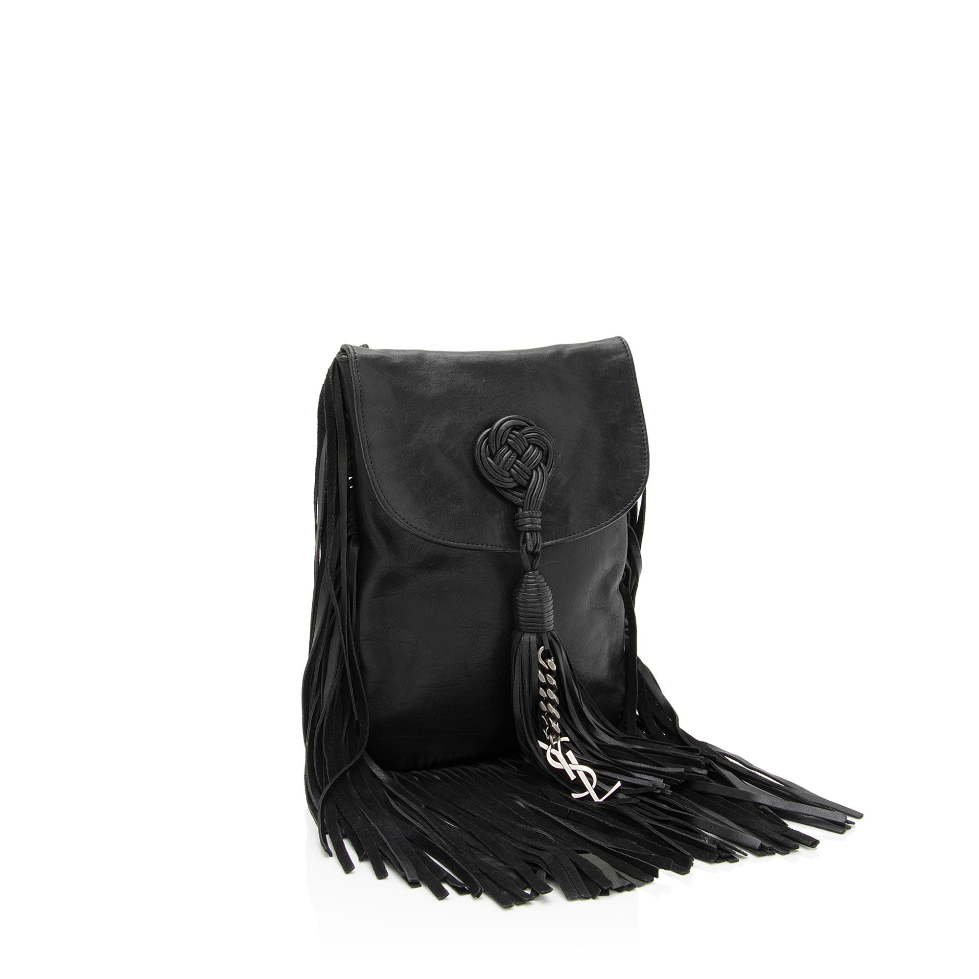 Saint Laurent Leather Fringe Anita Crossbody Bag (SHF-zM6EOQ)