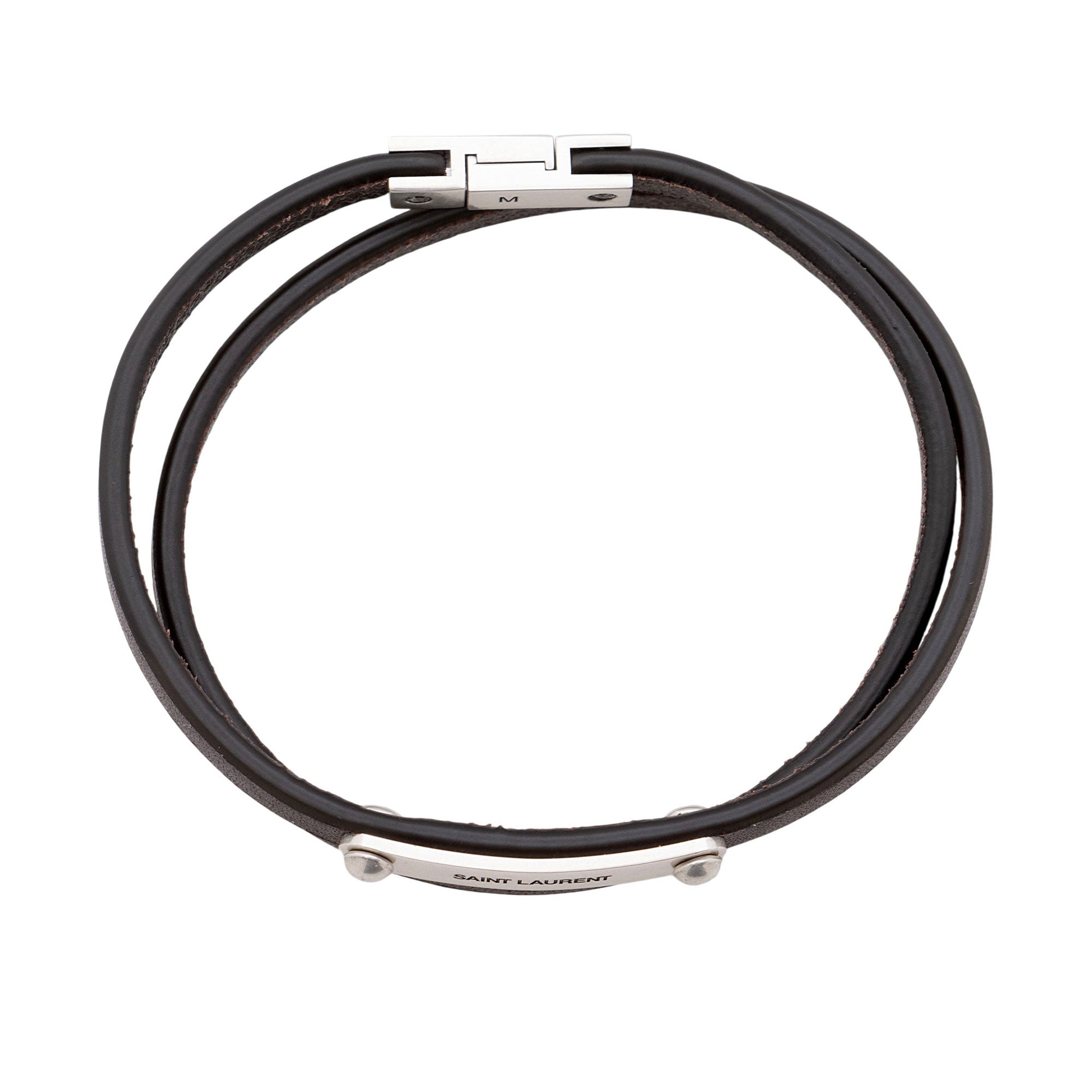 Saint Laurent Leather ID Double Wrap Bracelet