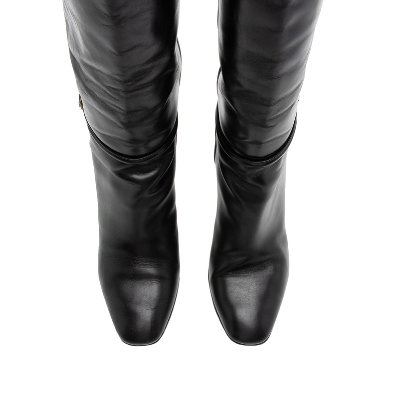 Saint Laurent Leather Jane 90 Knee High Boots - Size 9.5 / 39.5 (SHF-Fp4PR8)