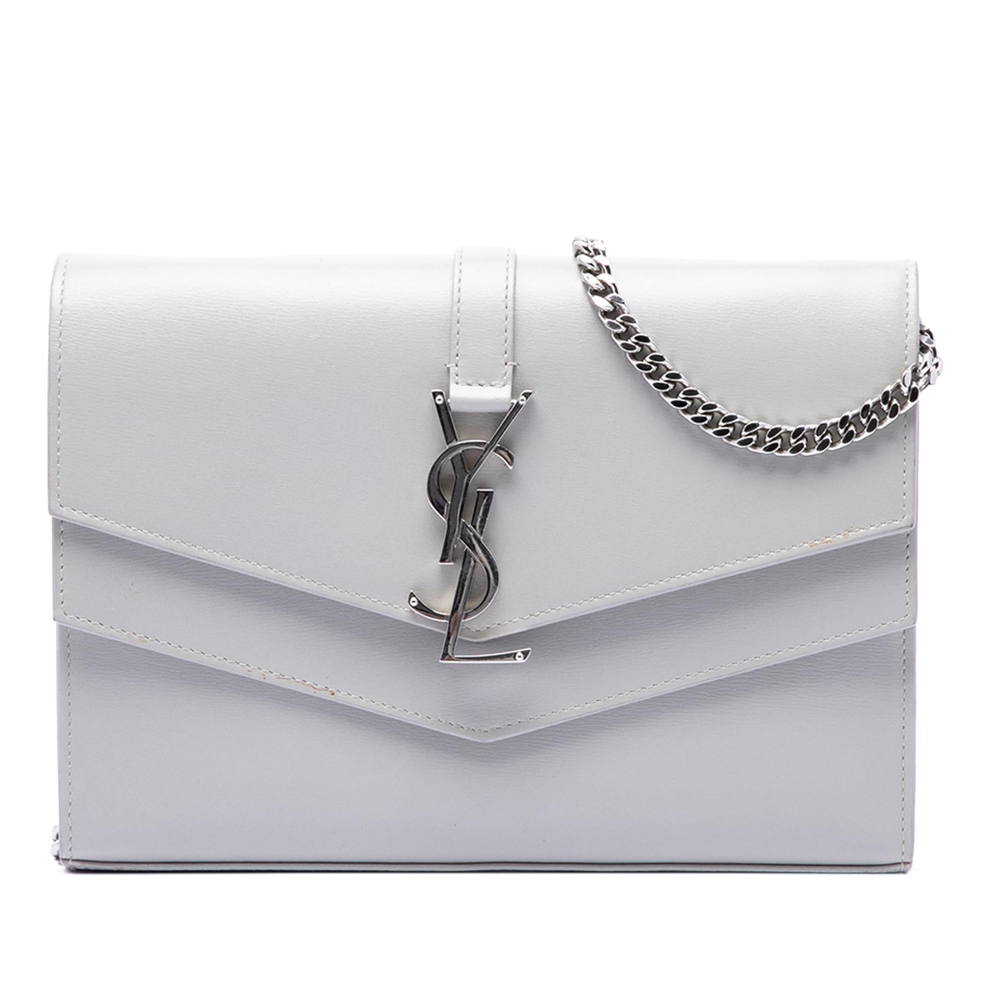 Saint Laurent Leather Monogram Sulpice Wallet on Chain