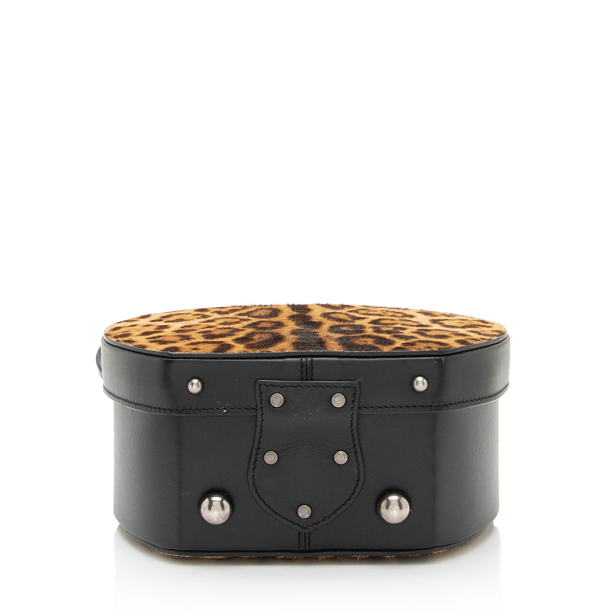 Saint Laurent Leather Ponyhair Leopard Print Mica Hatbox Small Crossbody