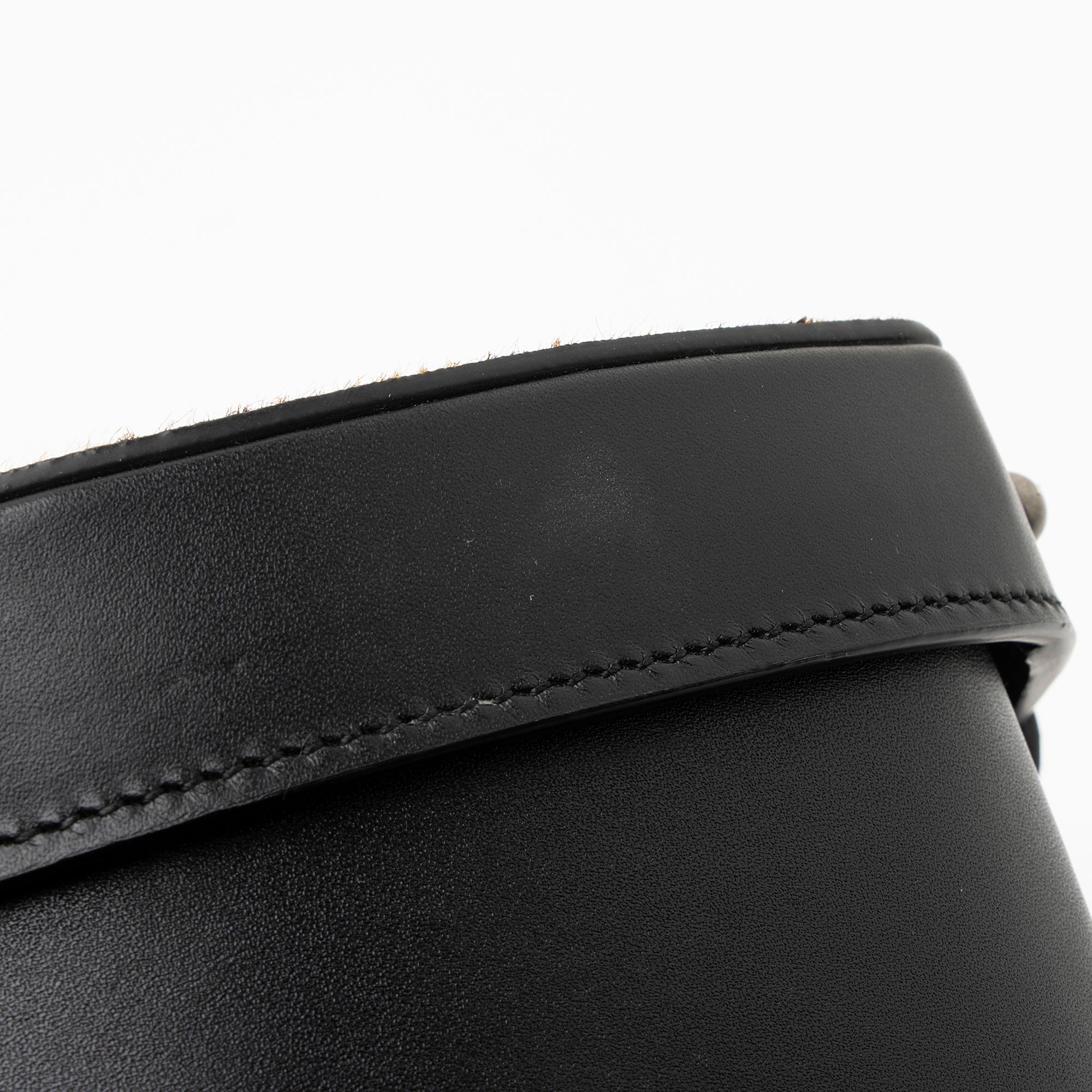 Saint Laurent Leather Ponyhair Leopard Print Mica Hatbox Small Crossbody