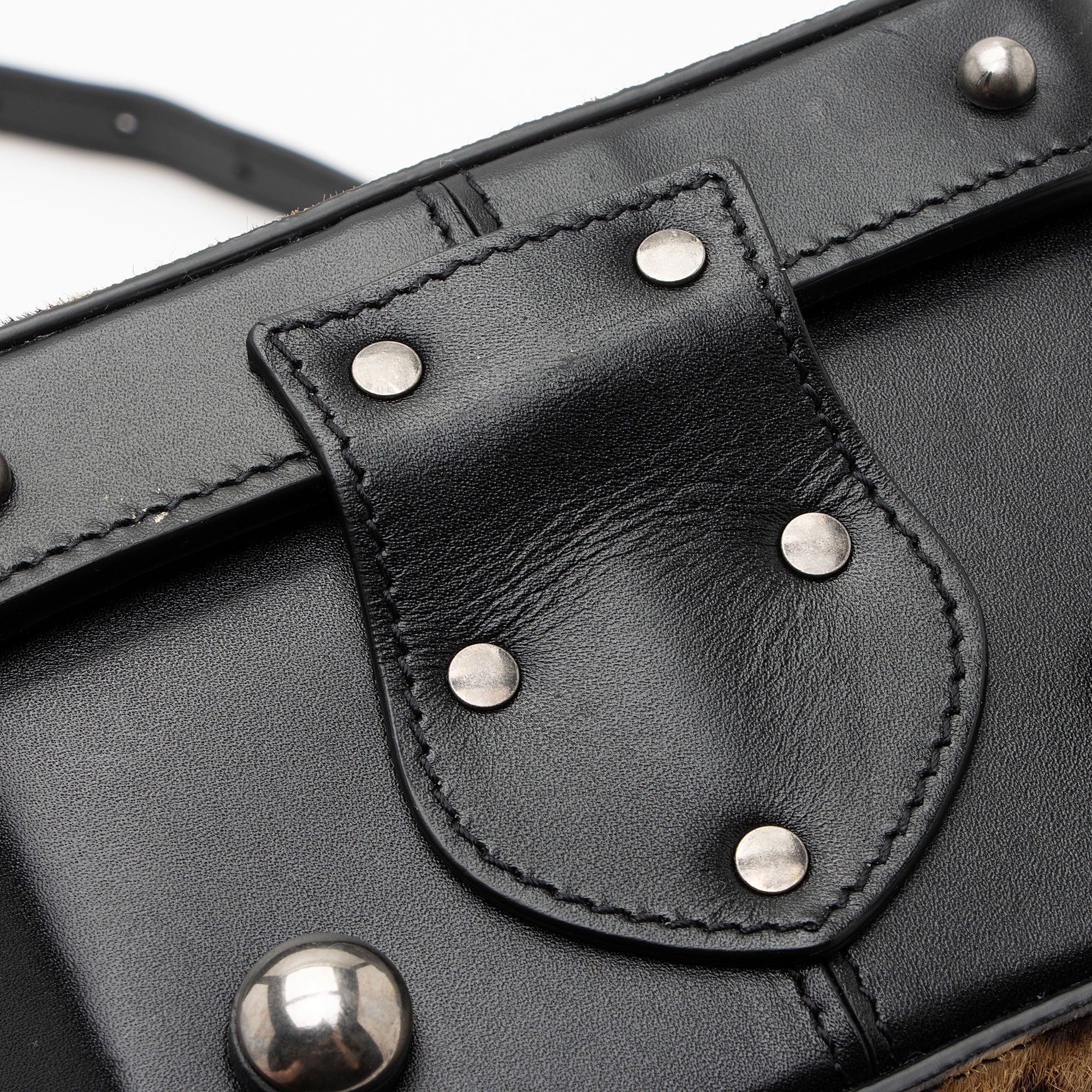 Saint Laurent Leather Ponyhair Leopard Print Mica Hatbox Small Crossbody