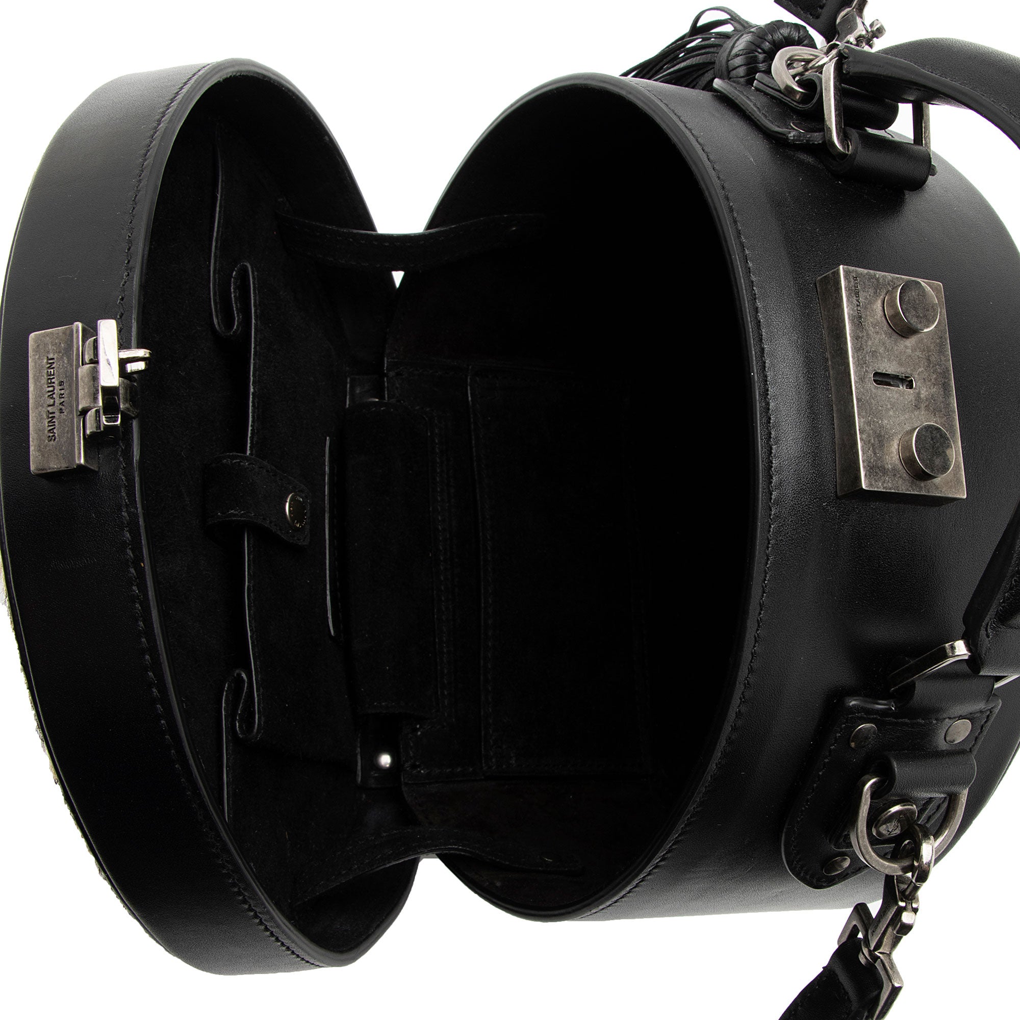 Saint Laurent Leather Ponyhair Leopard Print Mica Hatbox Small Crossbody