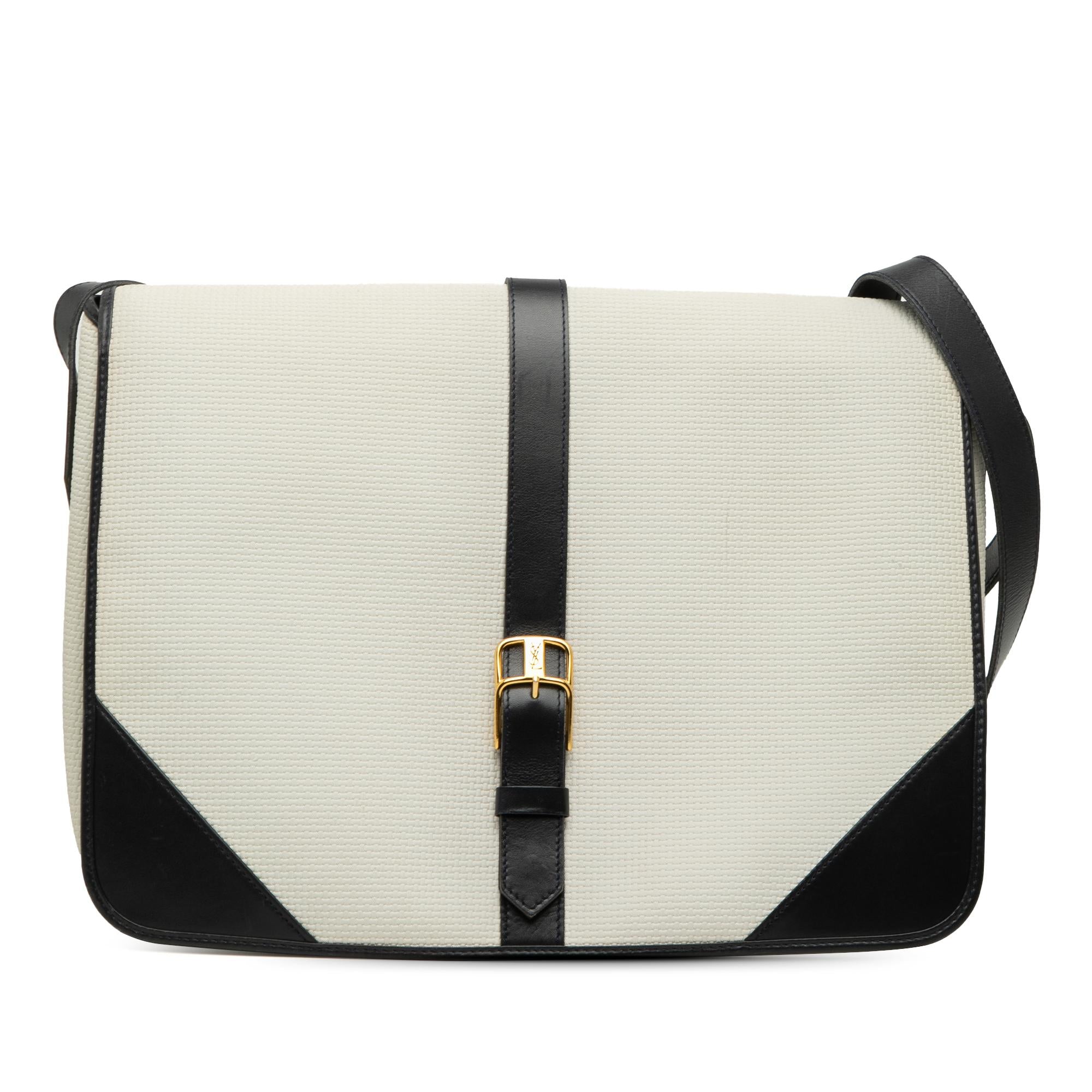 Saint Laurent Leather Trimmed Canvas Messenger Bag