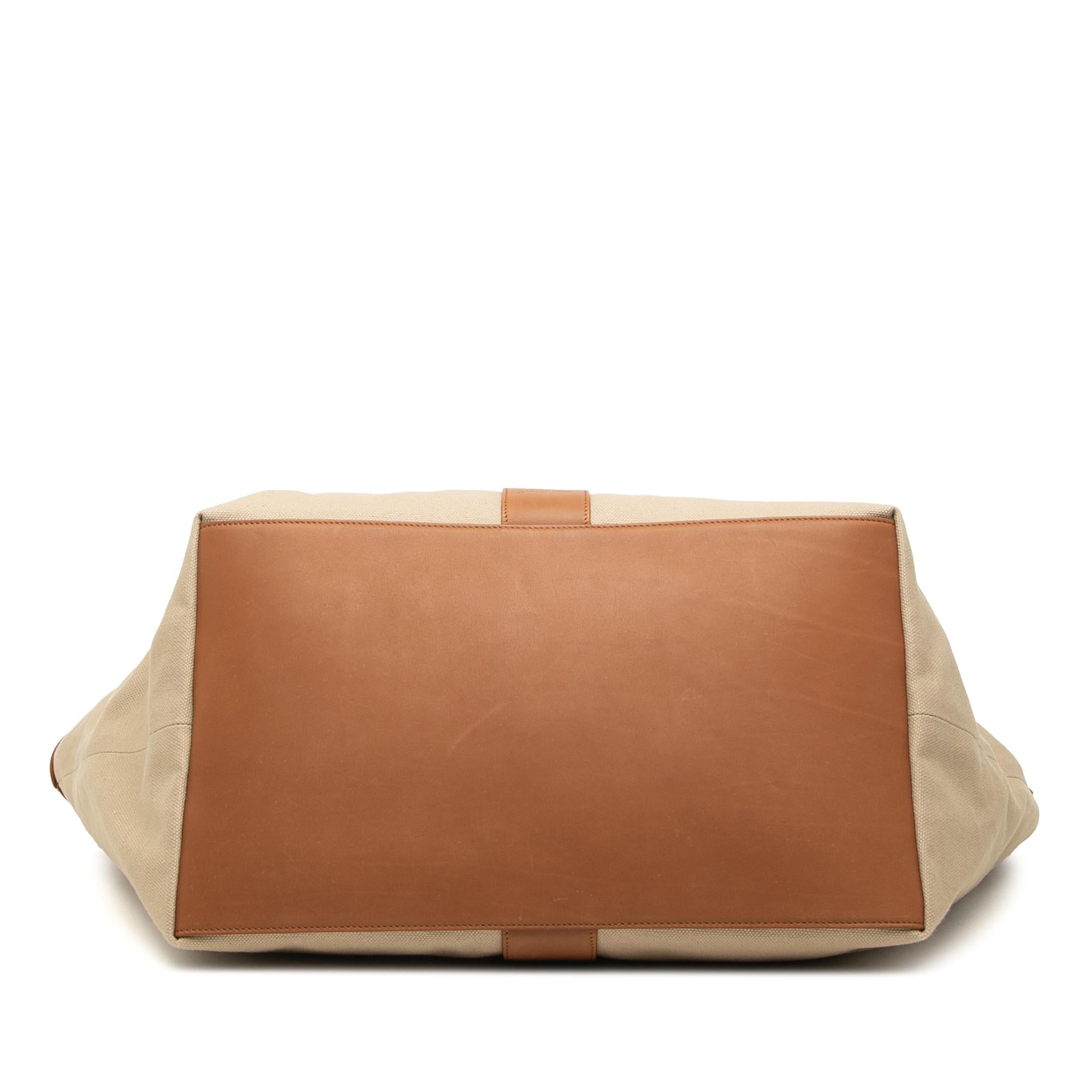 Saint Laurent Leather Trimmed Canvas Y Tote