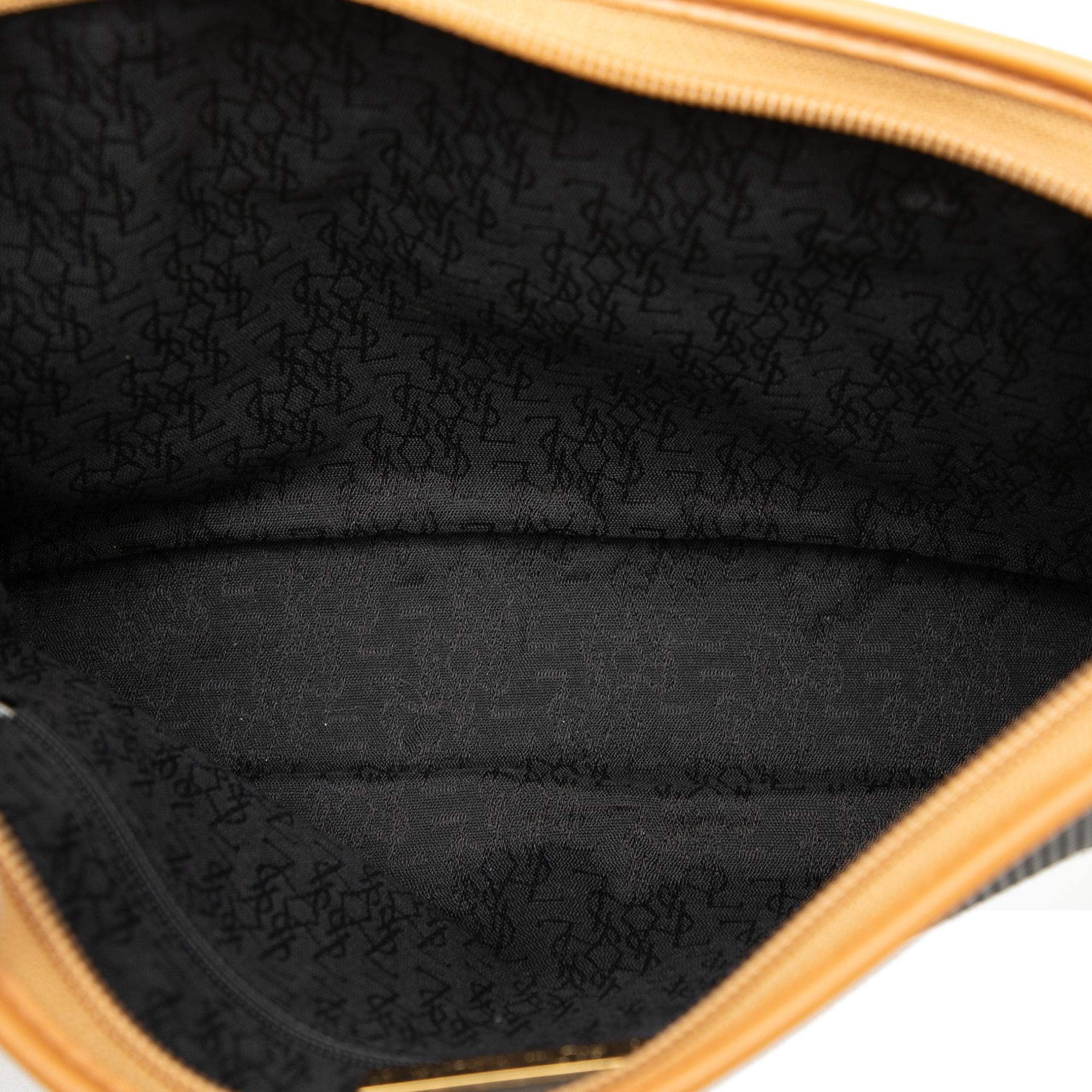 Saint Laurent Leather Trimmed Coated Canvas Clutch