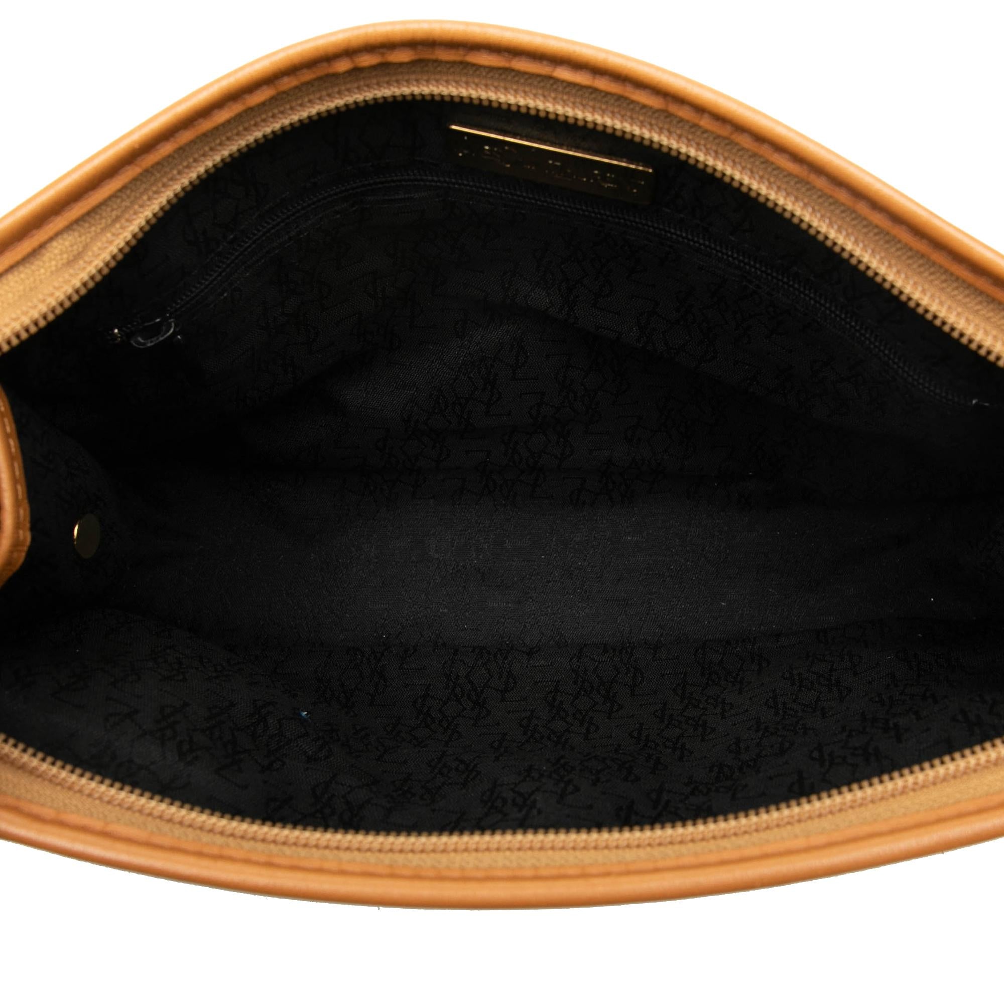 Saint Laurent Leather Trimmed Coated Canvas Clutch