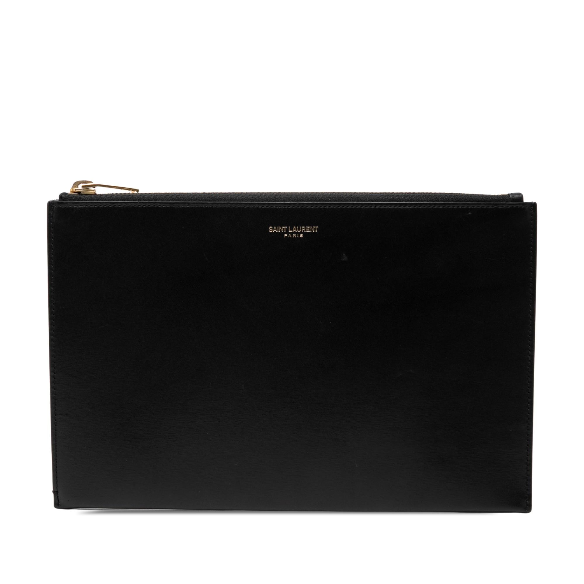 Saint Laurent Leather Zip Clutch
