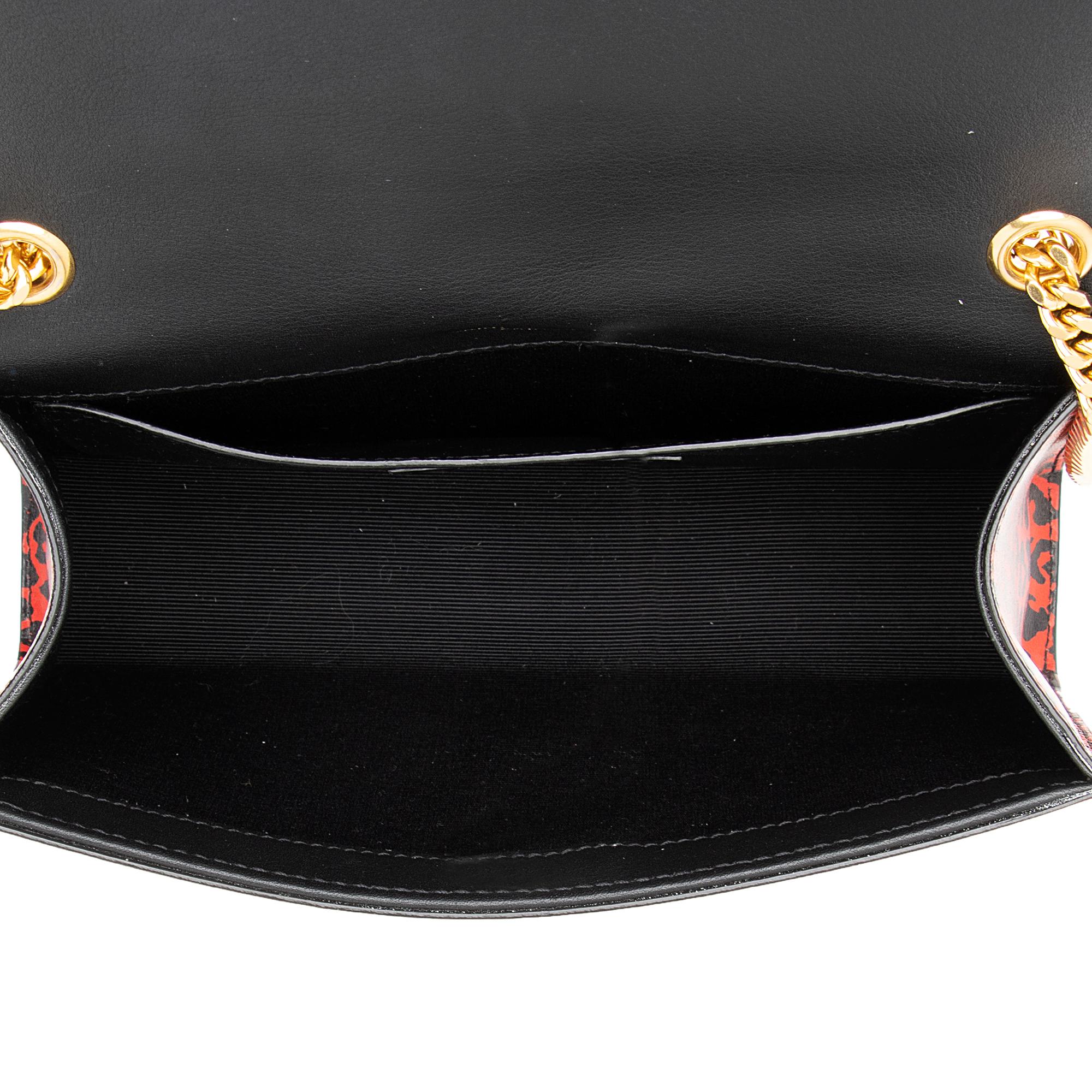 Saint Laurent Leopard Heart Print Leather Monogram Kate Chain Small Shoulder Bag (SHF-Z47rYb)