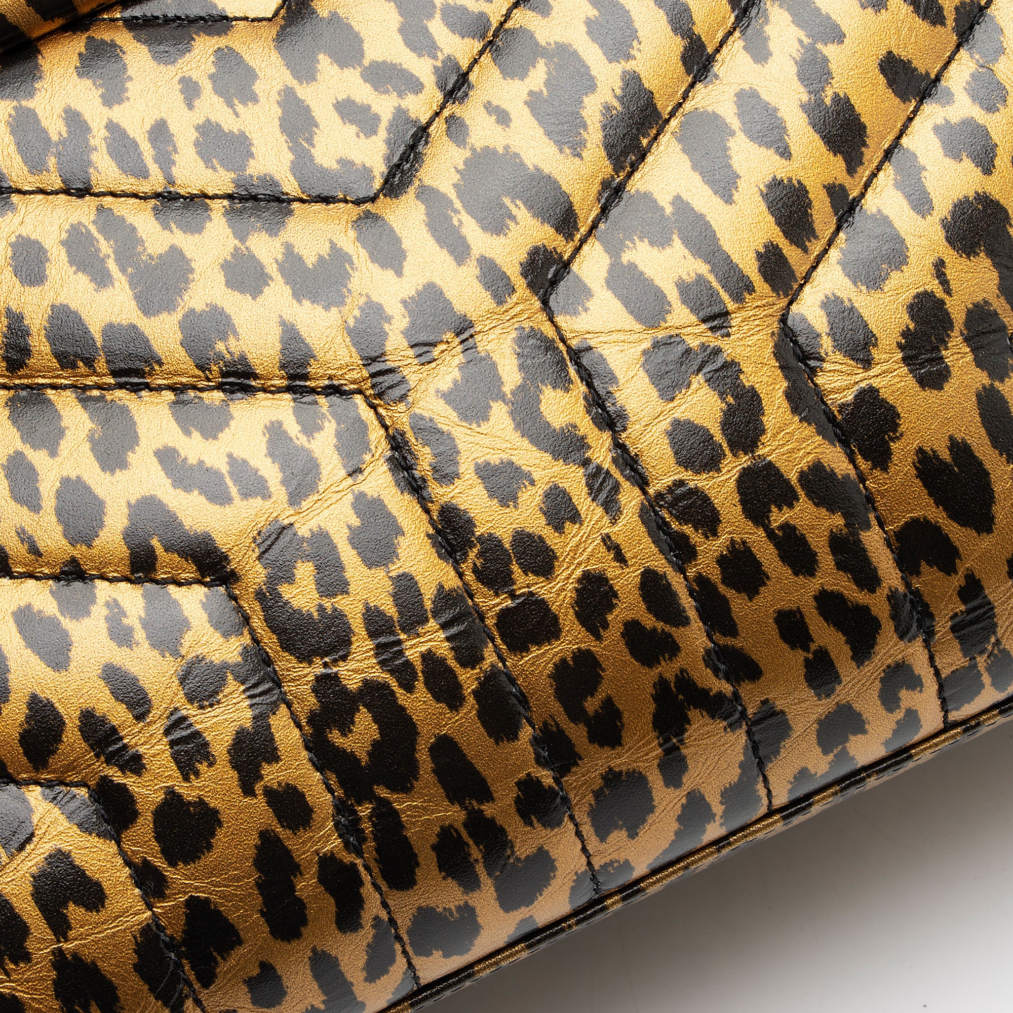 Saint Laurent Leopard Matelasse Calfskin Monogram LouLou Chain Small Shoulder