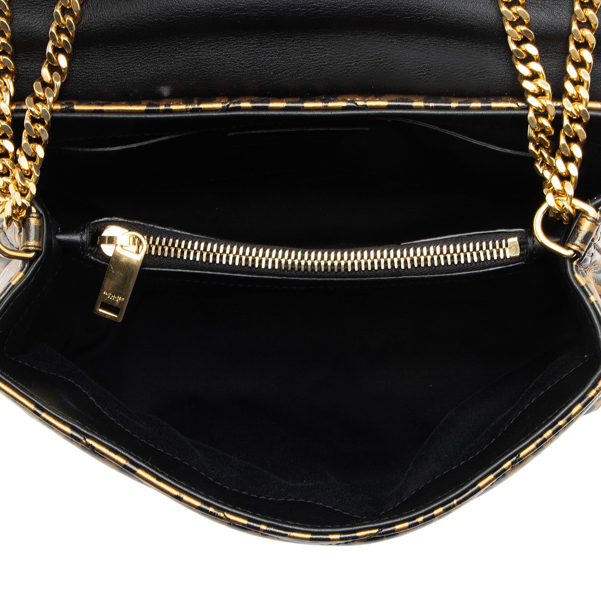 Saint Laurent Leopard Matelasse Calfskin Monogram LouLou Chain Small Shoulder