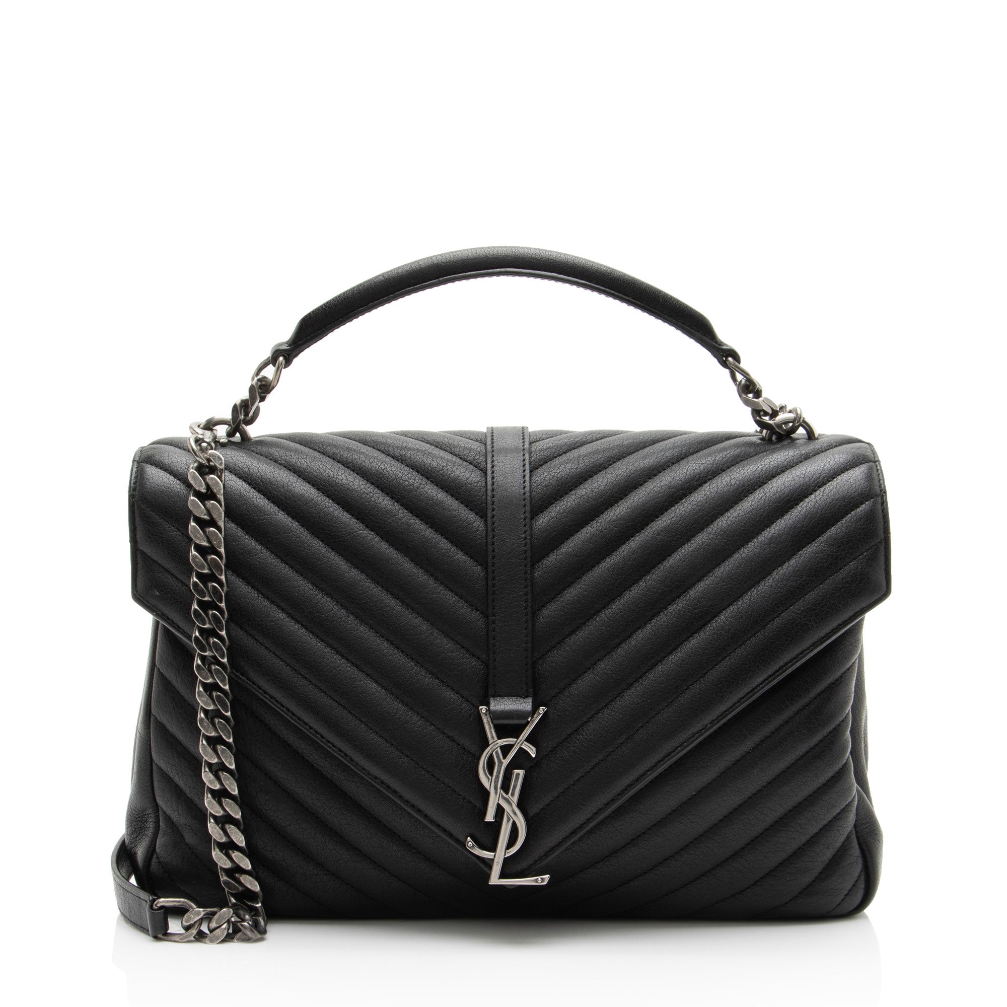 Saint Laurent Matelasse Calfskin Monogram College Large Shoulder Bag
