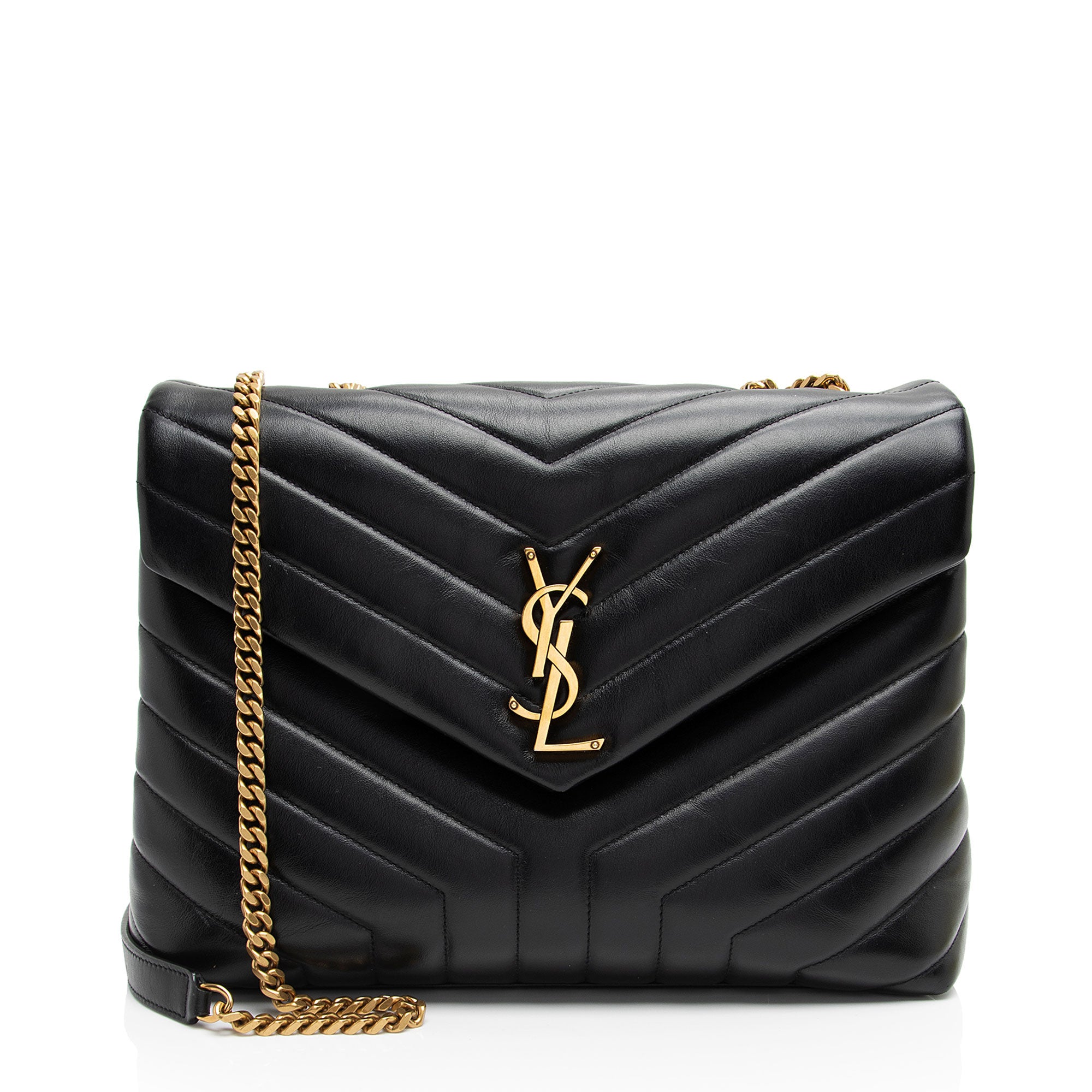 Saint Laurent Matelasse Calfskin Monogram LouLou Chain Medium Shoulder Bag (SHF-m6cEGy)