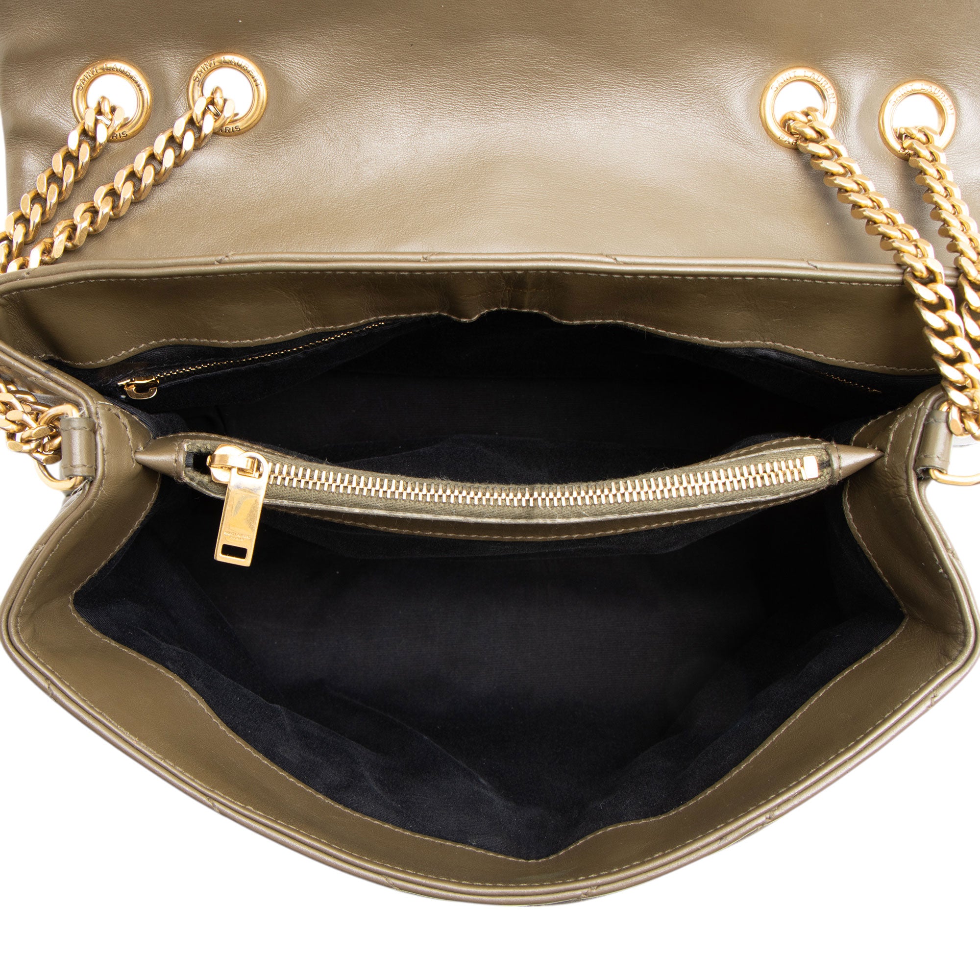 Saint Laurent Matelasse Calfskin Monogram LouLou Chain Medium Shoulder Bag (SHF-Tz5A5L)