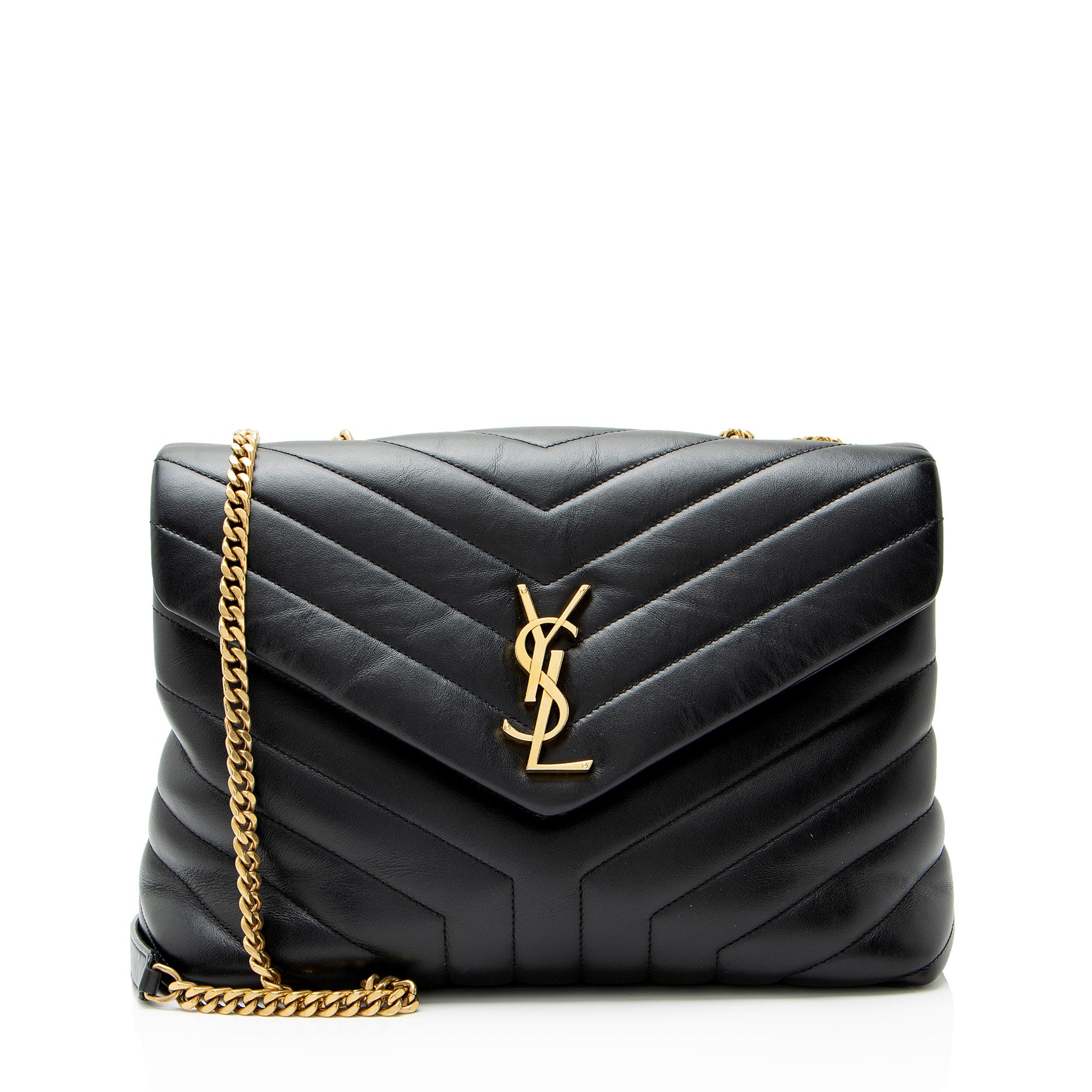 Saint Laurent Matelasse Calfskin Monogram LouLou Chain Medium Shoulder Bag