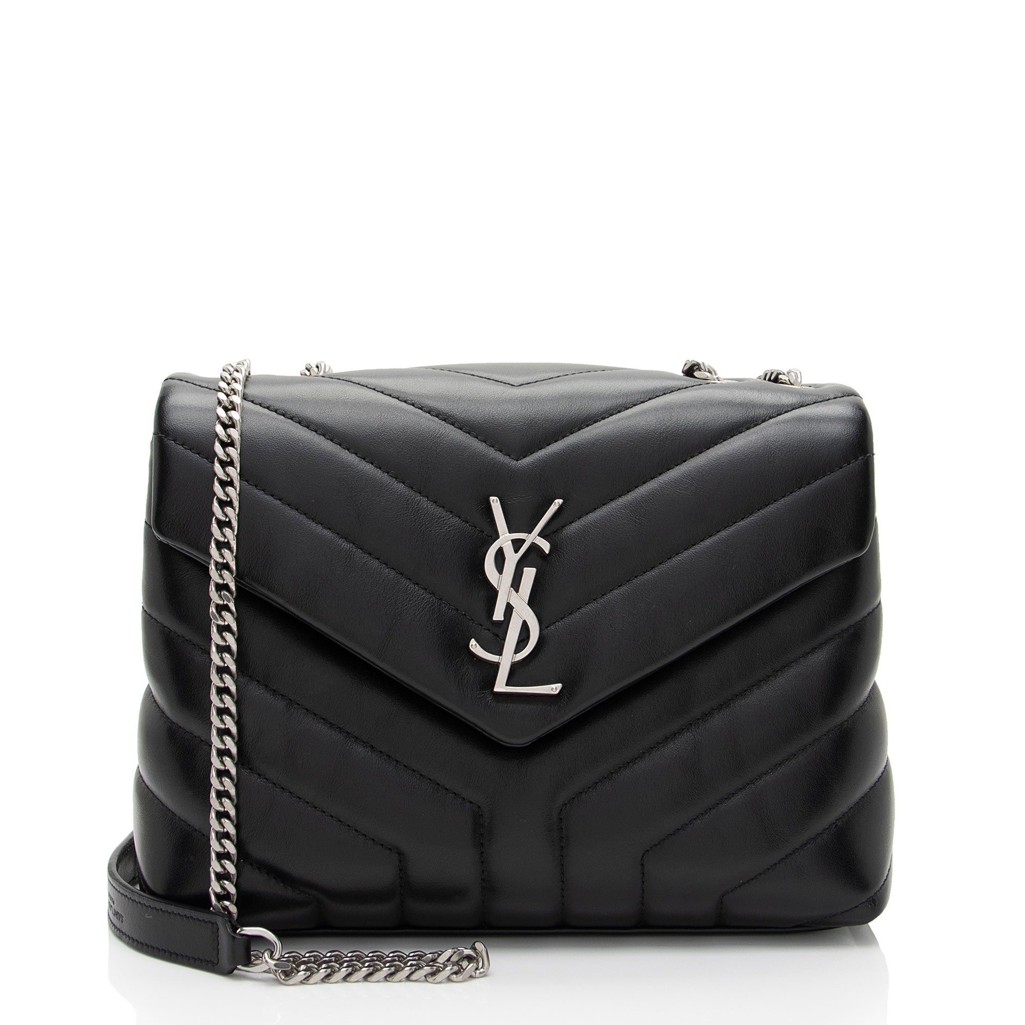 Saint Laurent Matelasse Calfskin Monogram LouLou Chain Small Crossbody (SHF-2881qg)