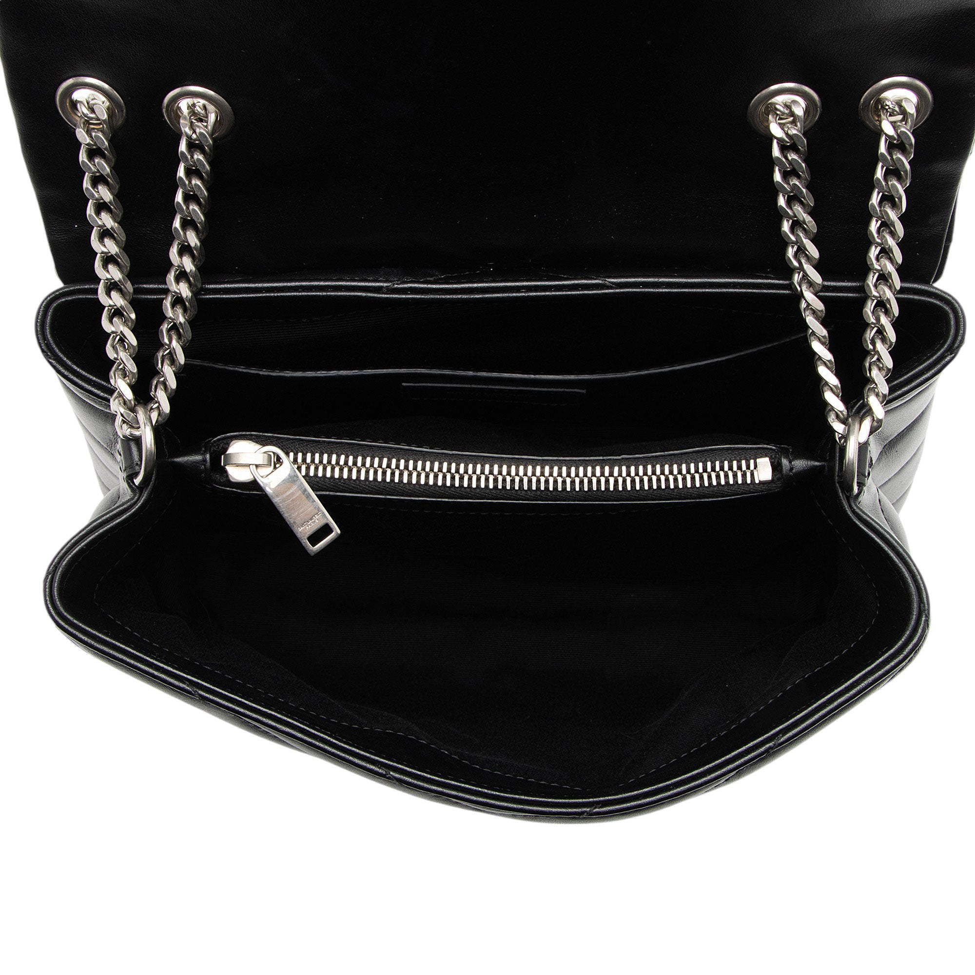 Saint Laurent Matelasse Calfskin Monogram LouLou Chain Small Crossbody (SHF-2881qg)