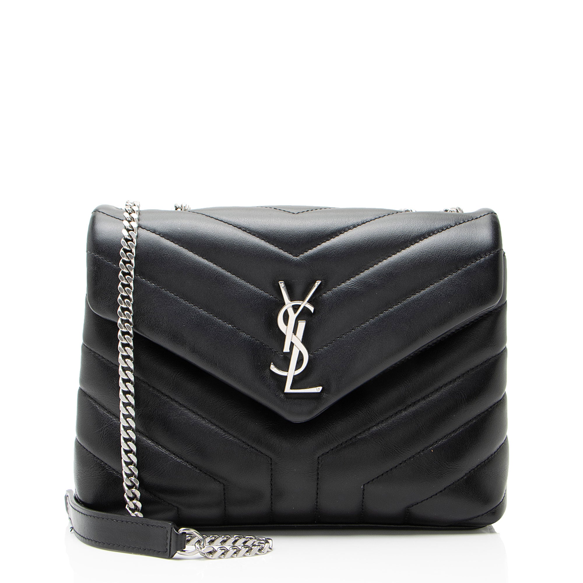 Saint Laurent Matelasse Calfskin Monogram LouLou Chain Small Shoulder Bag