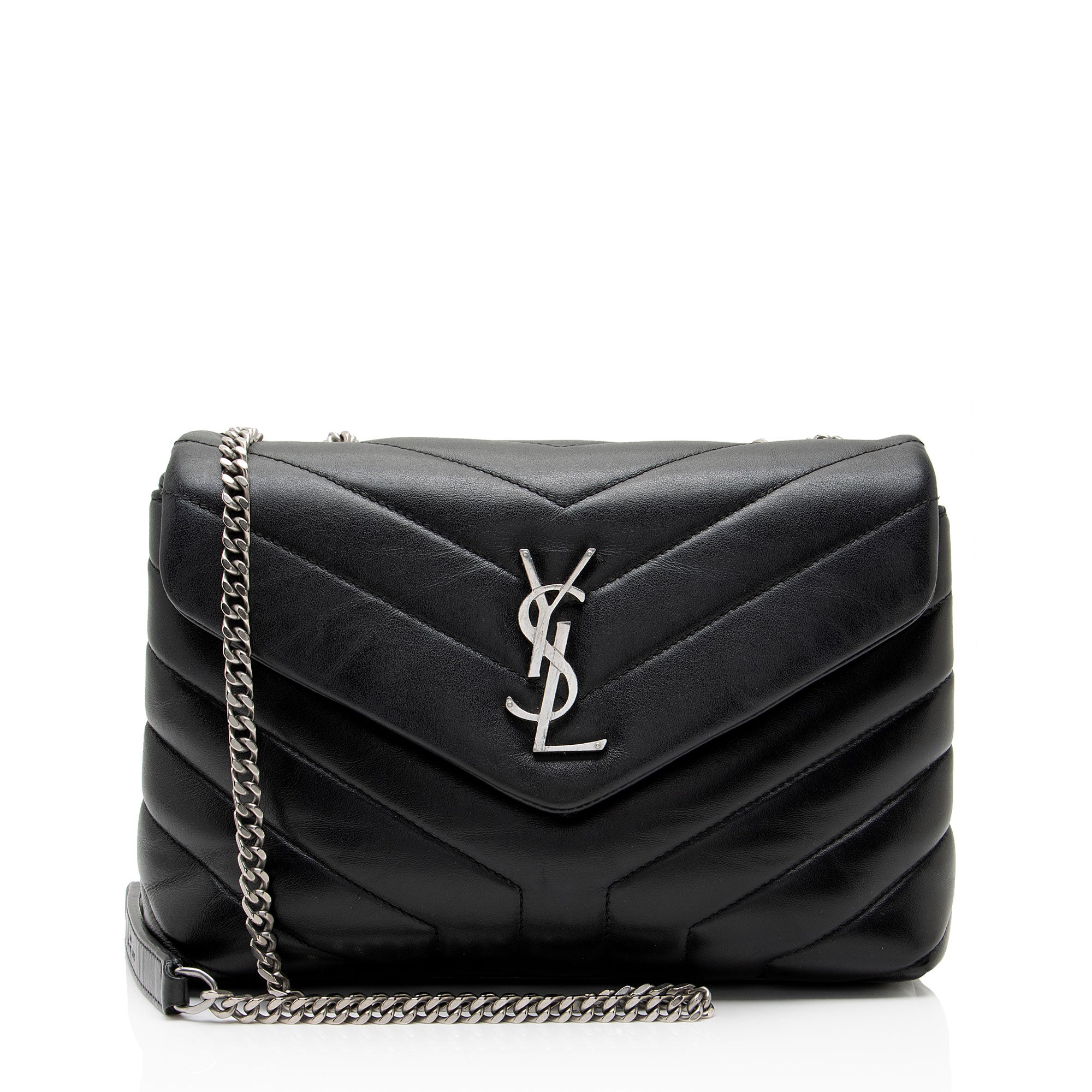 Saint Laurent Matelasse Calfskin Monogram LouLou Chain Small Crossbody