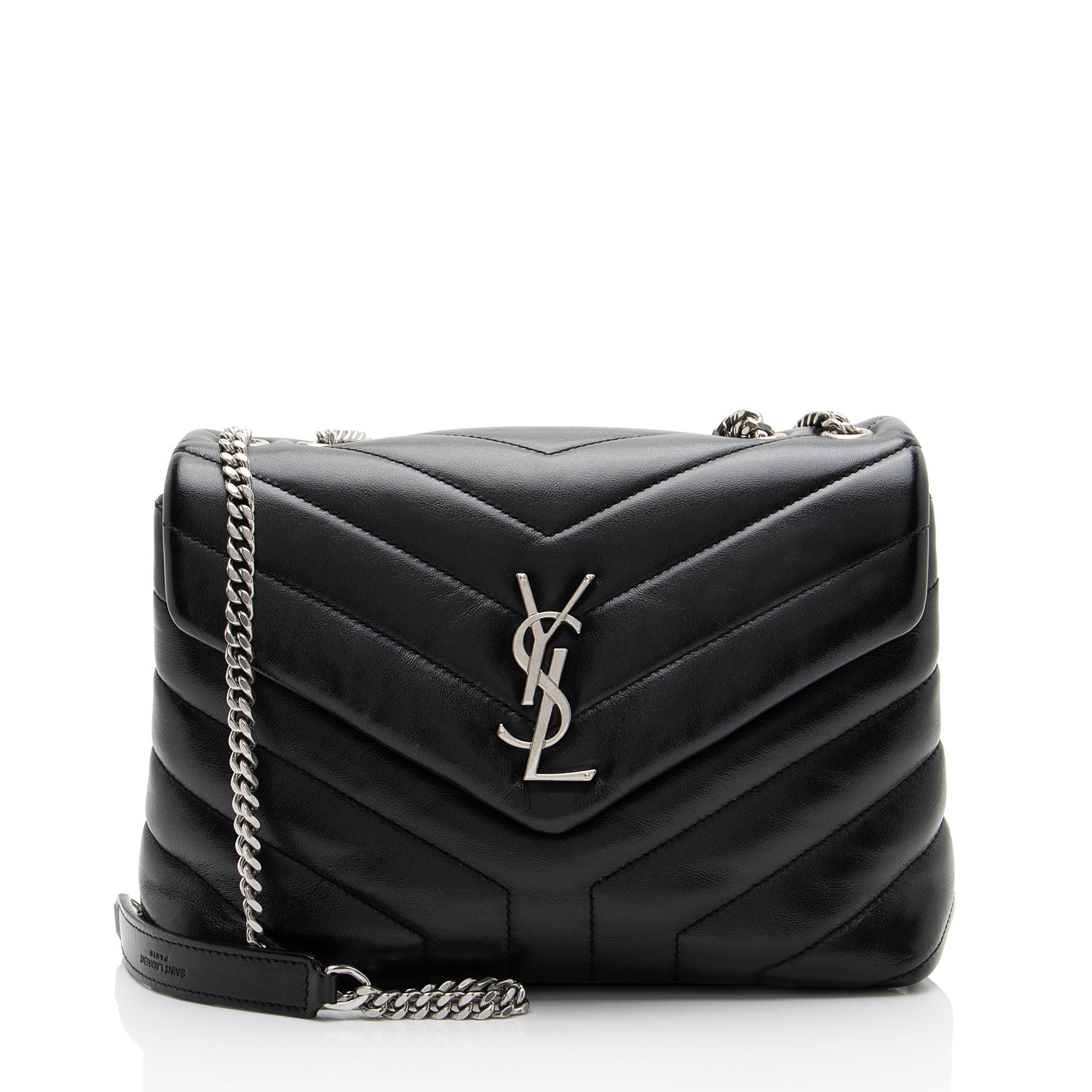 Saint Laurent Matelasse Calfskin Monogram LouLou Chain Small Crossbody