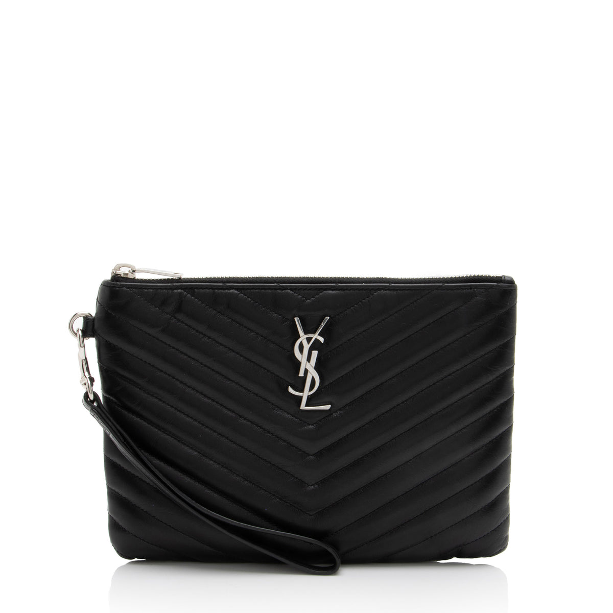 Saint Laurent Matelasse Calfskin Monogram Small Wristlet