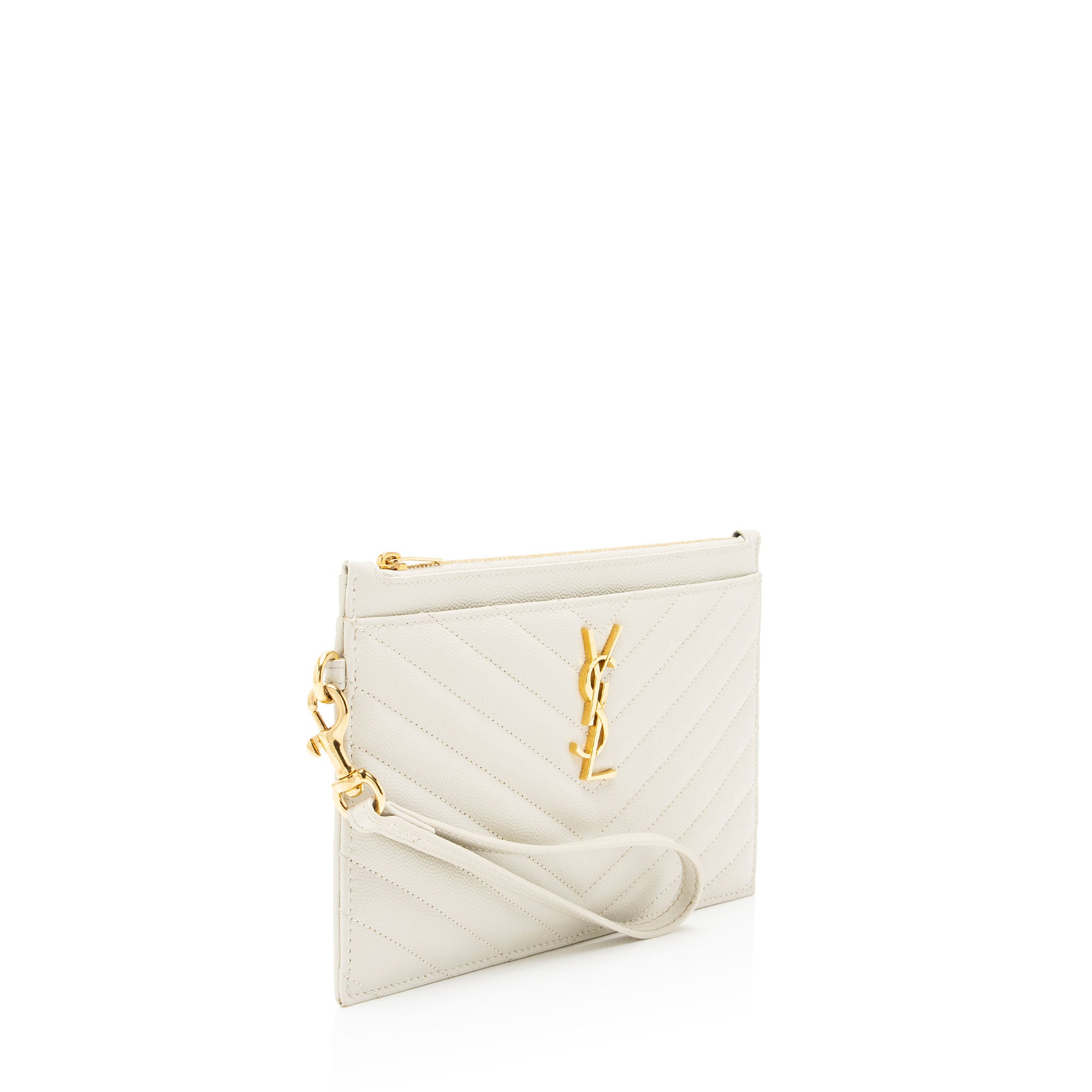 Saint Laurent Matelasse Grain de Poudre Monogram Cassandra Large Bill Pouch