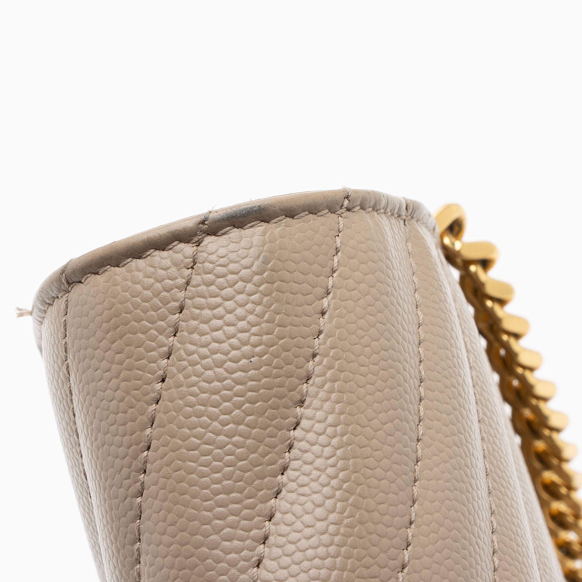Saint Laurent Matelasse Grain de Poudre Monogram Chain Wallet - FINAL SALE (SHF-Veay8o)